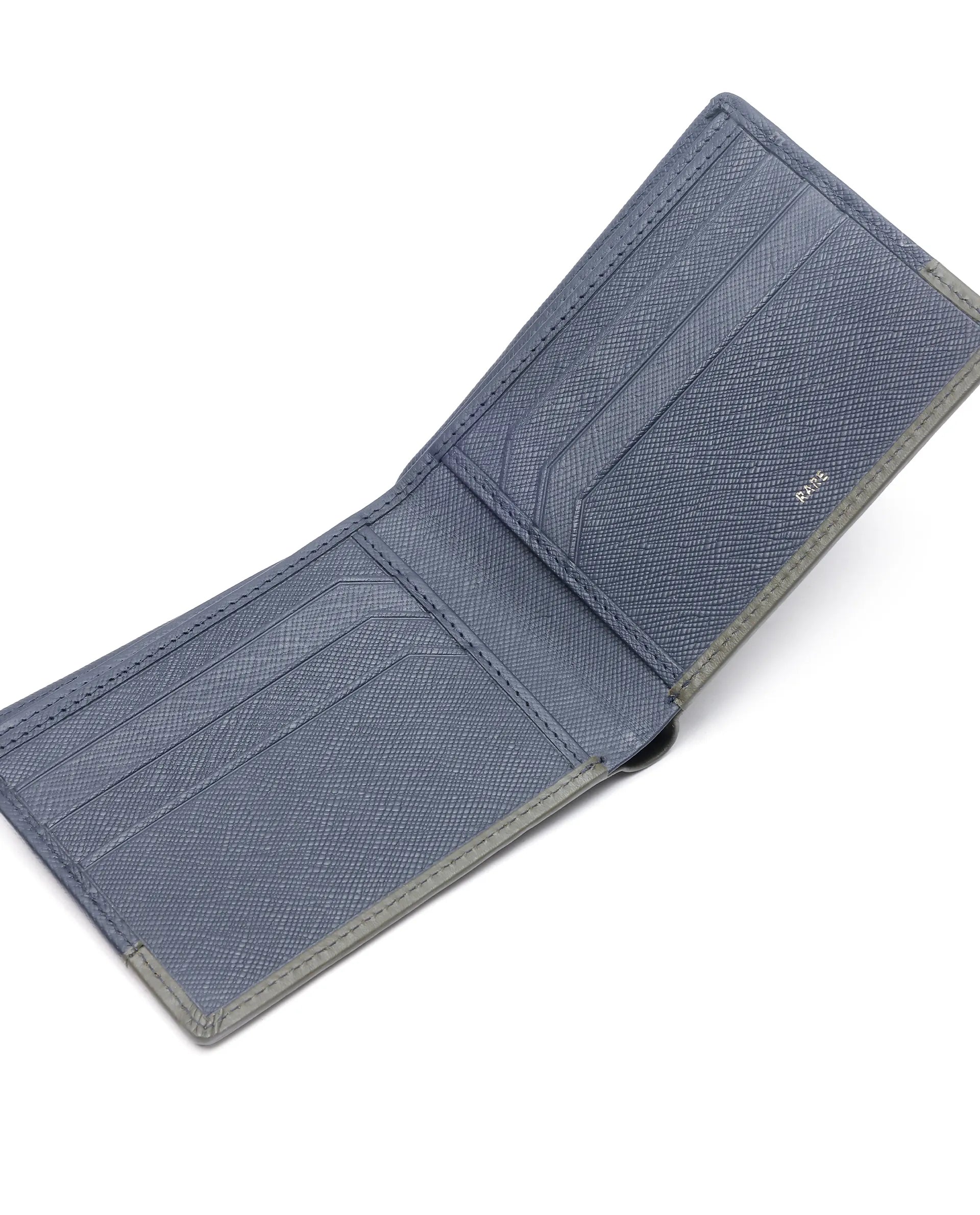 Rare Rabbit Men Brio Navy/Olive Leather Wallet