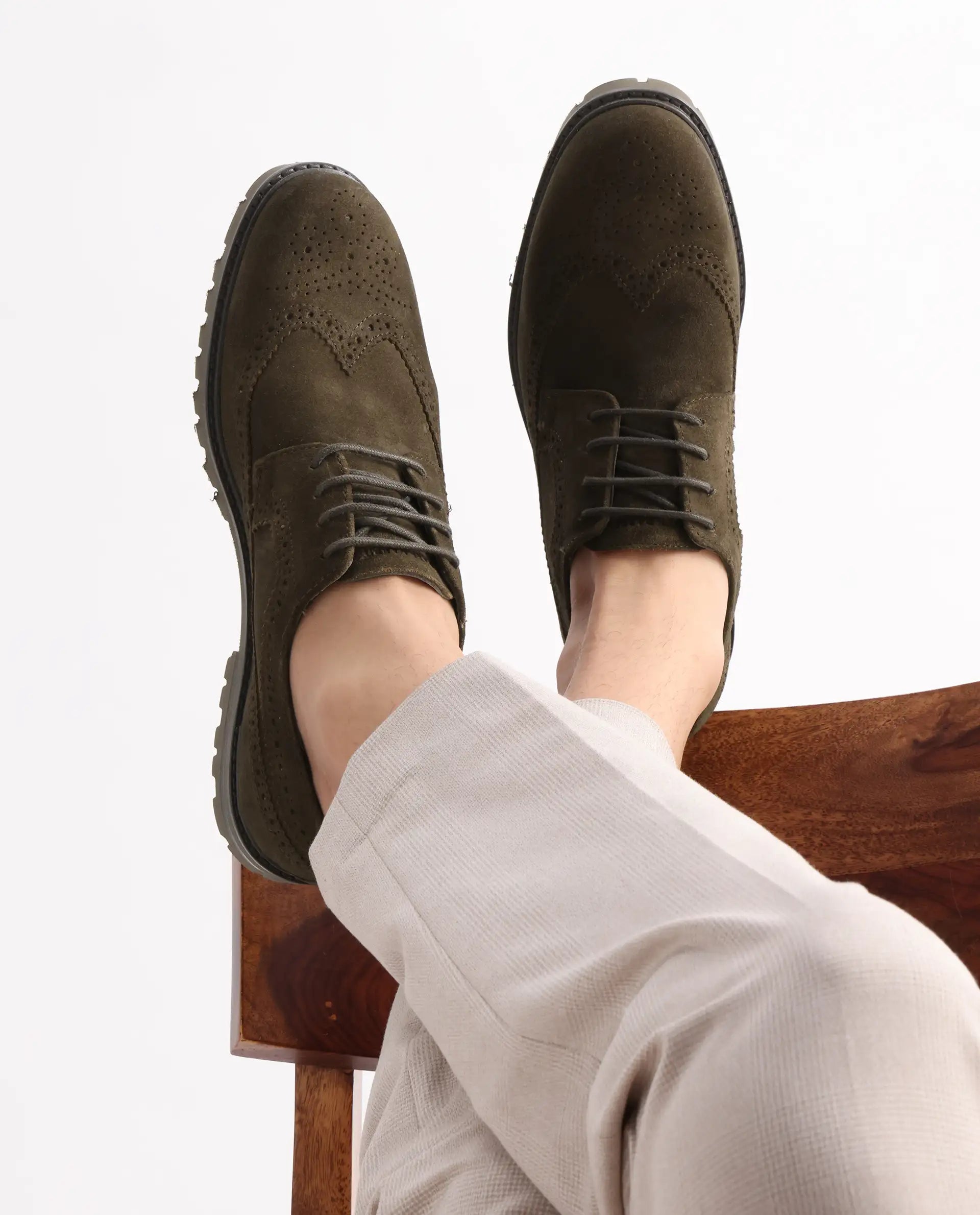 Rare Rabbit Men Brix Khaki Suede Lace-Up Closure Shoes