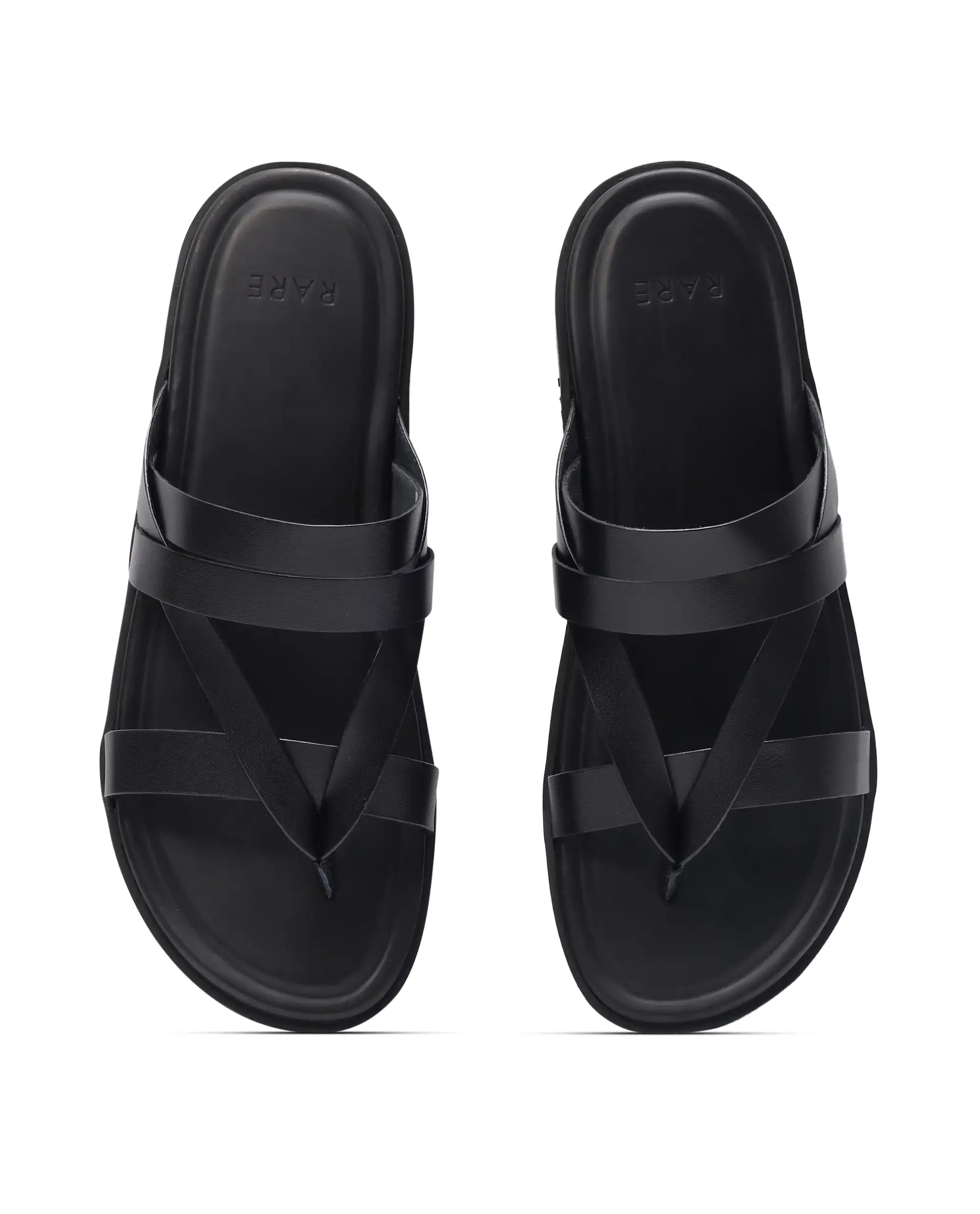 Rare Rabbit Men's Bron Black Slip-On Closure Sandals