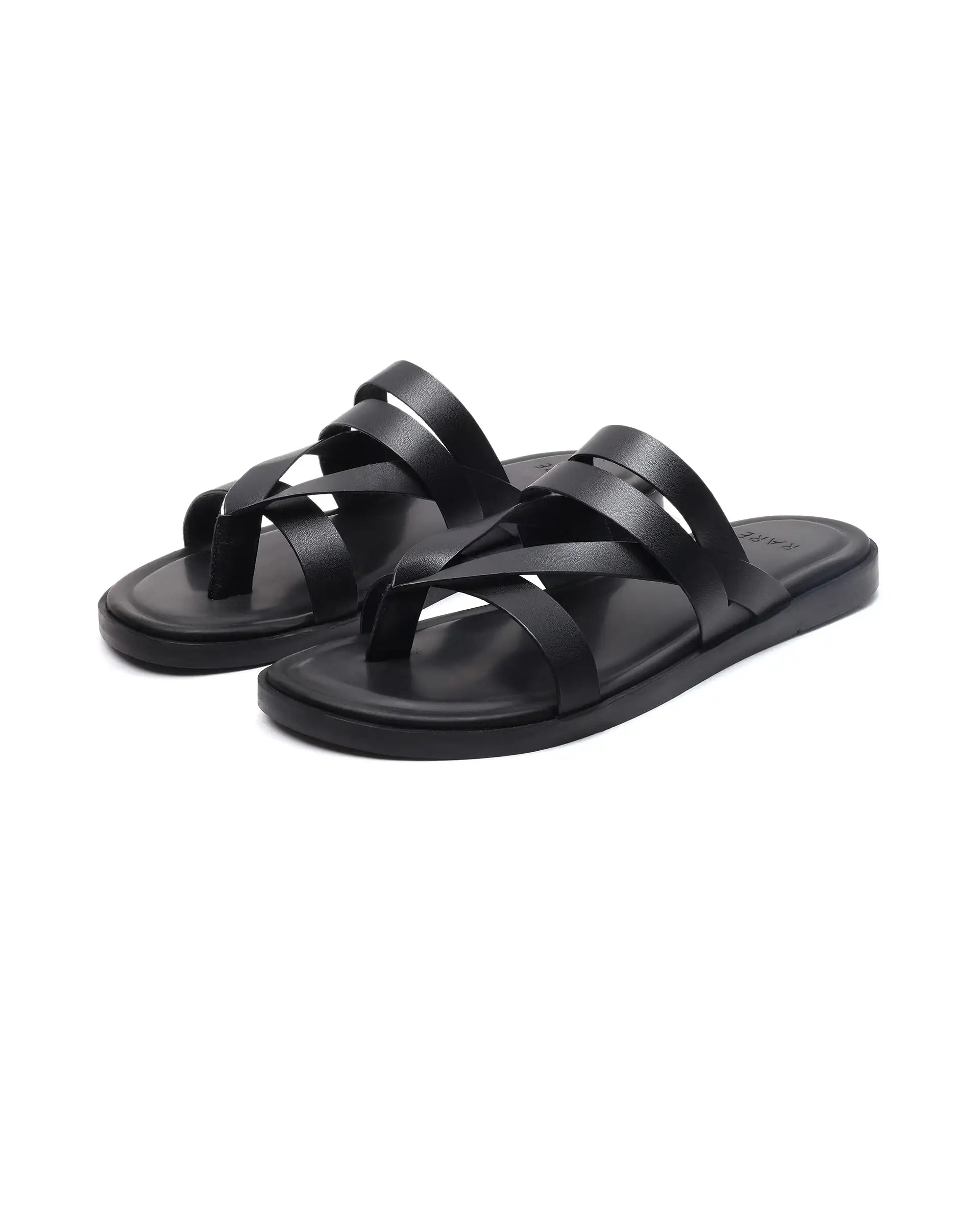 Rare Rabbit Men's Bron Black Slip-On Closure Sandals
