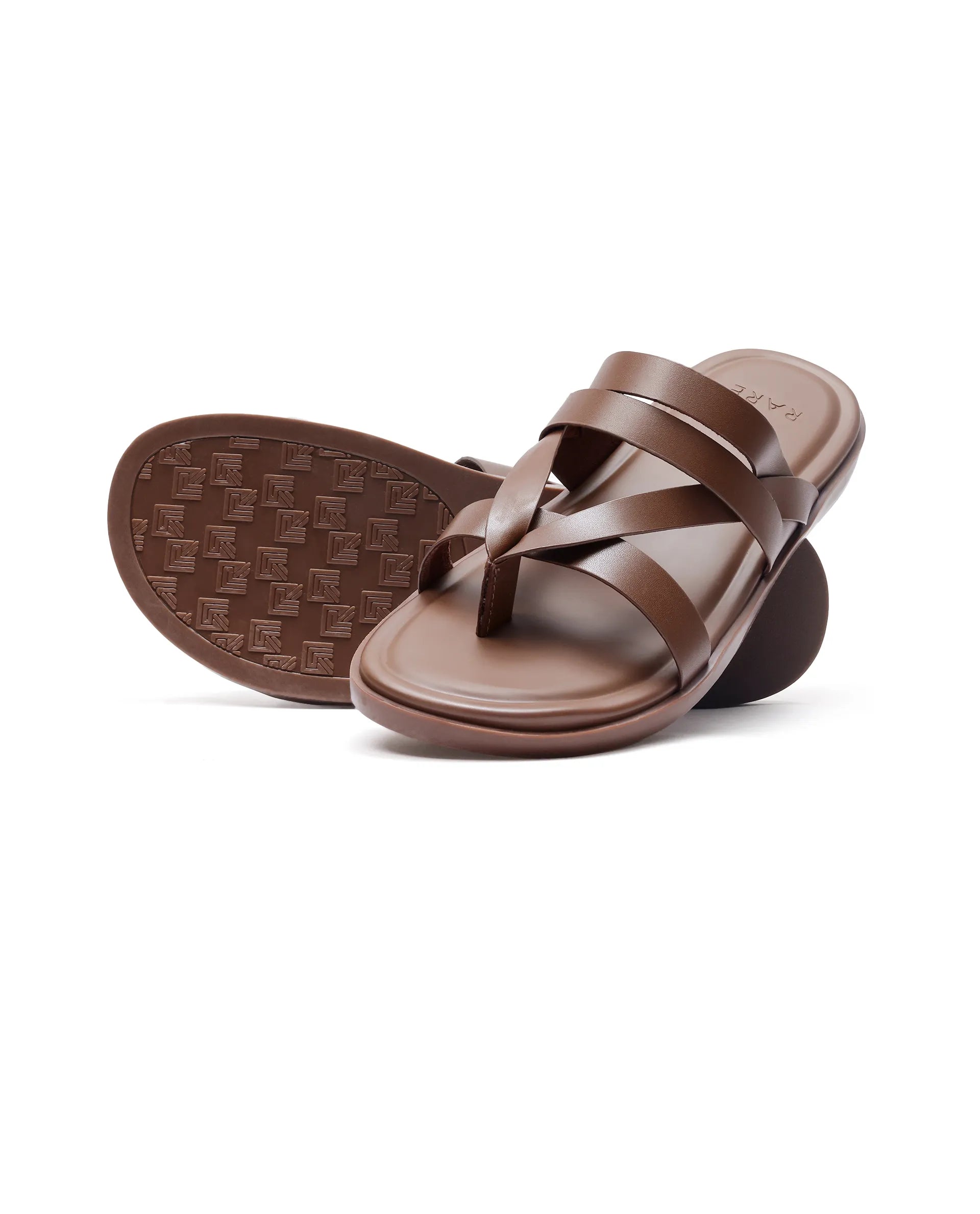 Rare Rabbit Men's Bron Tan Slip-On Closure Sandals