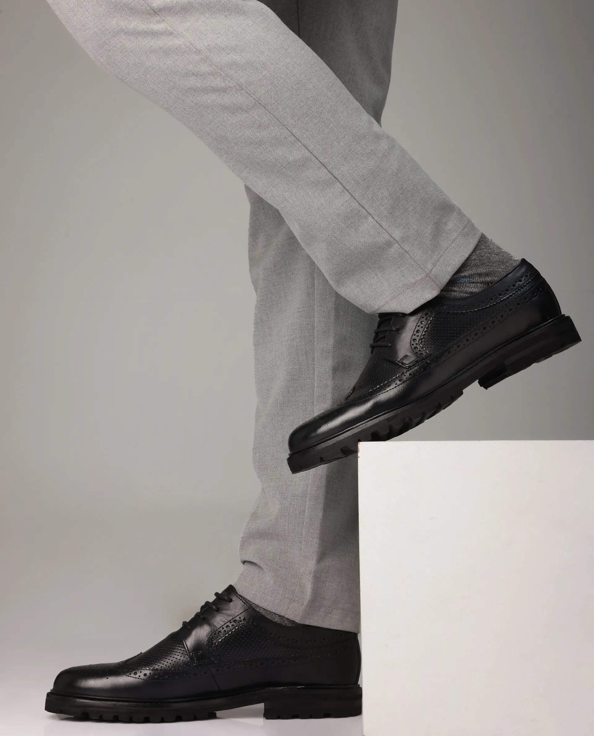 Rare Rabbit Men's Brox Black Plain Shoes