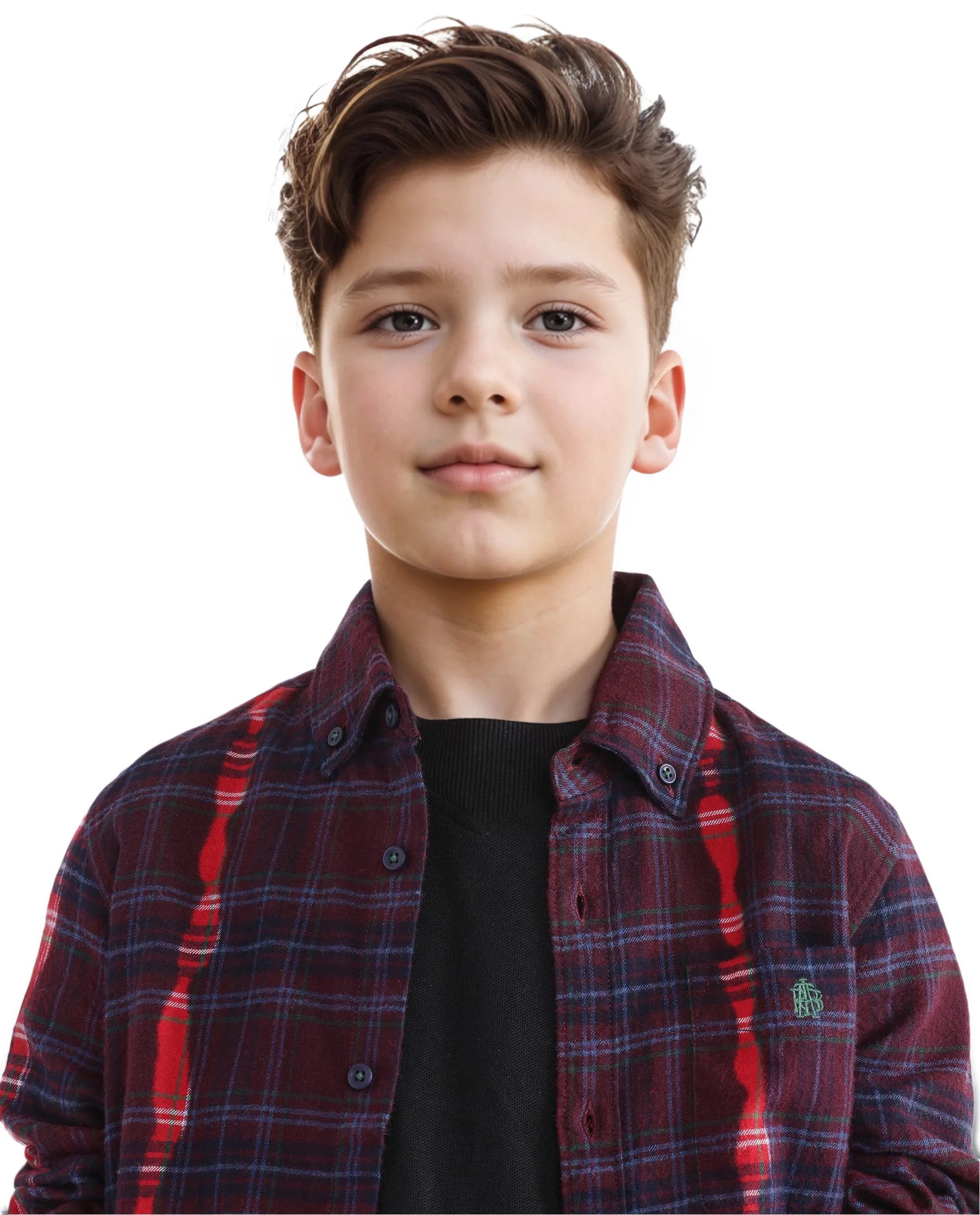 Rare Ones Kids Bru Dark Maroon Cotton Full Sleeve Checked Shirt