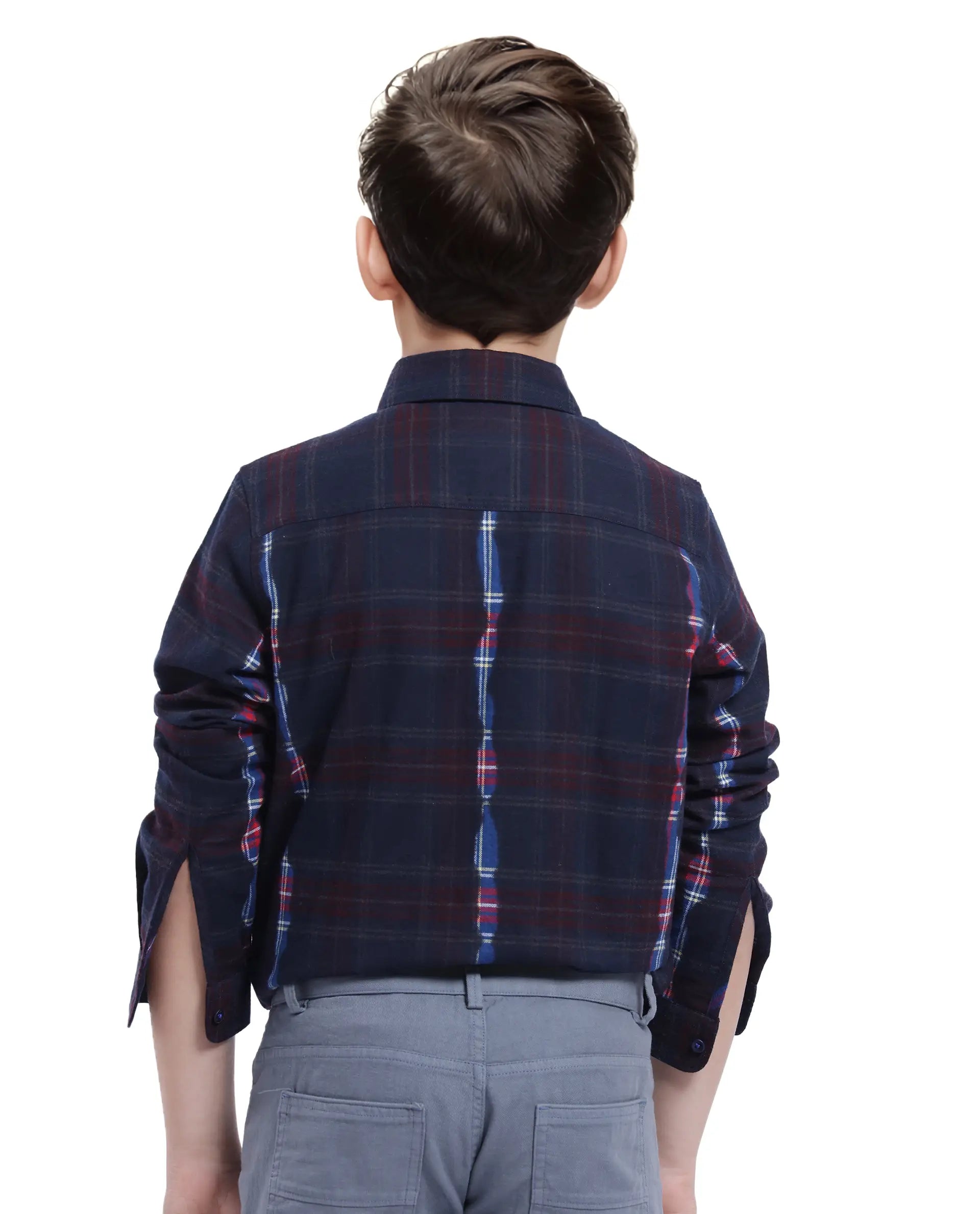 Rare Ones Kids Bru Navy Cotton Full Sleeve Button Down Oxford Checked Shirt