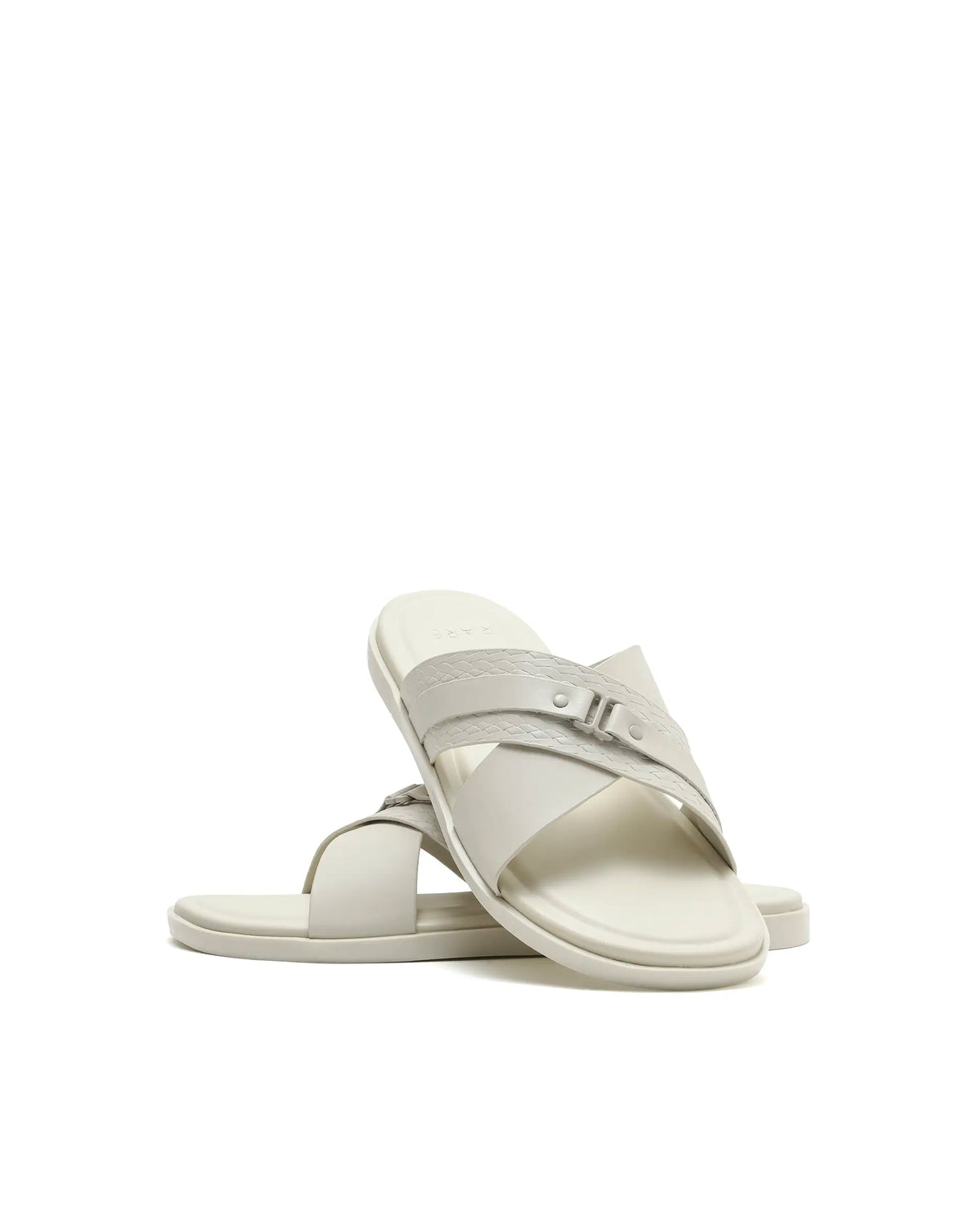 Rarez Men's Buck Light Ecru Leather Regular Sandal