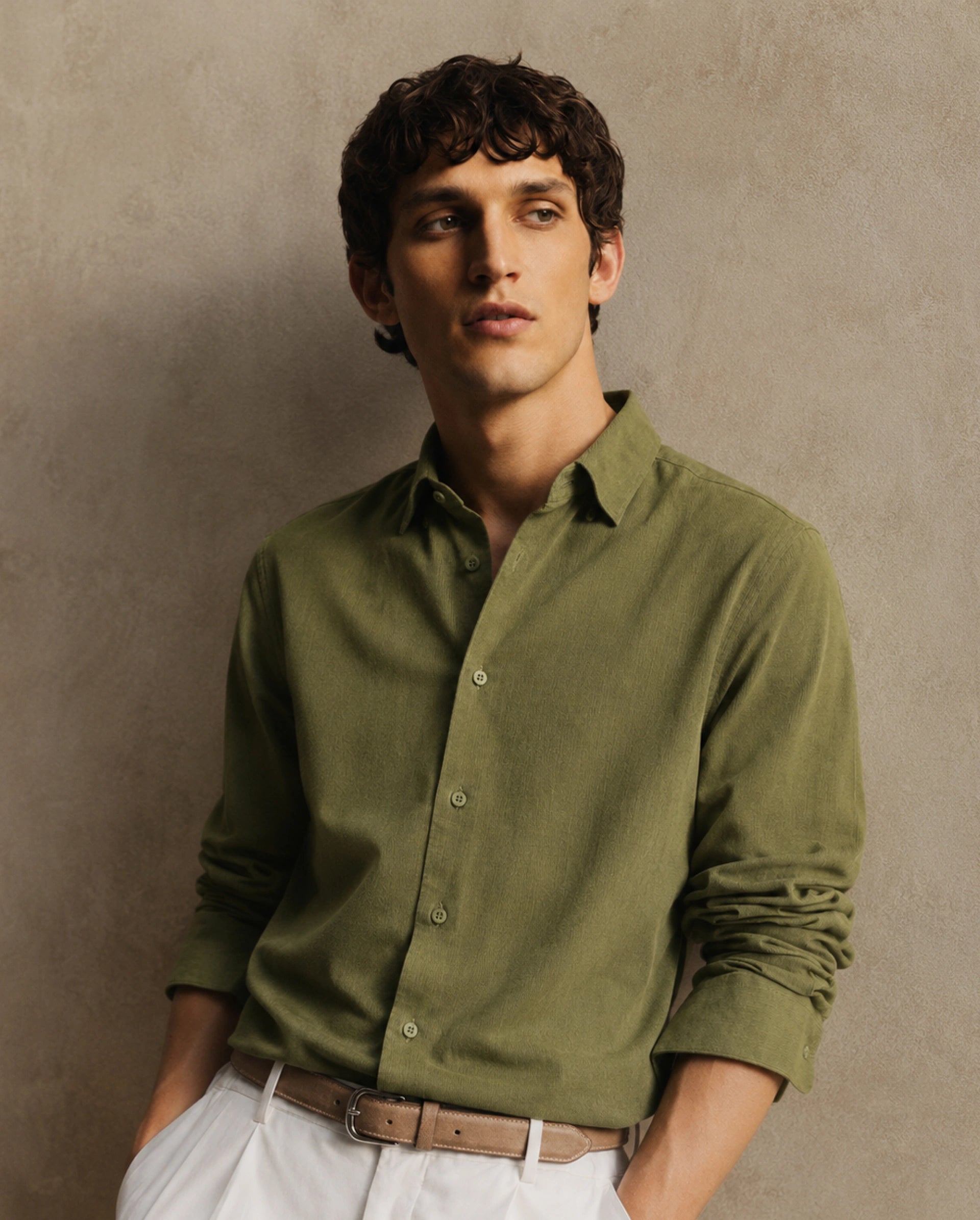 Rare Rabbit Men's Buita-Aw26 Light Green Cotton Spread Collar Regular Fit Plain Shirt