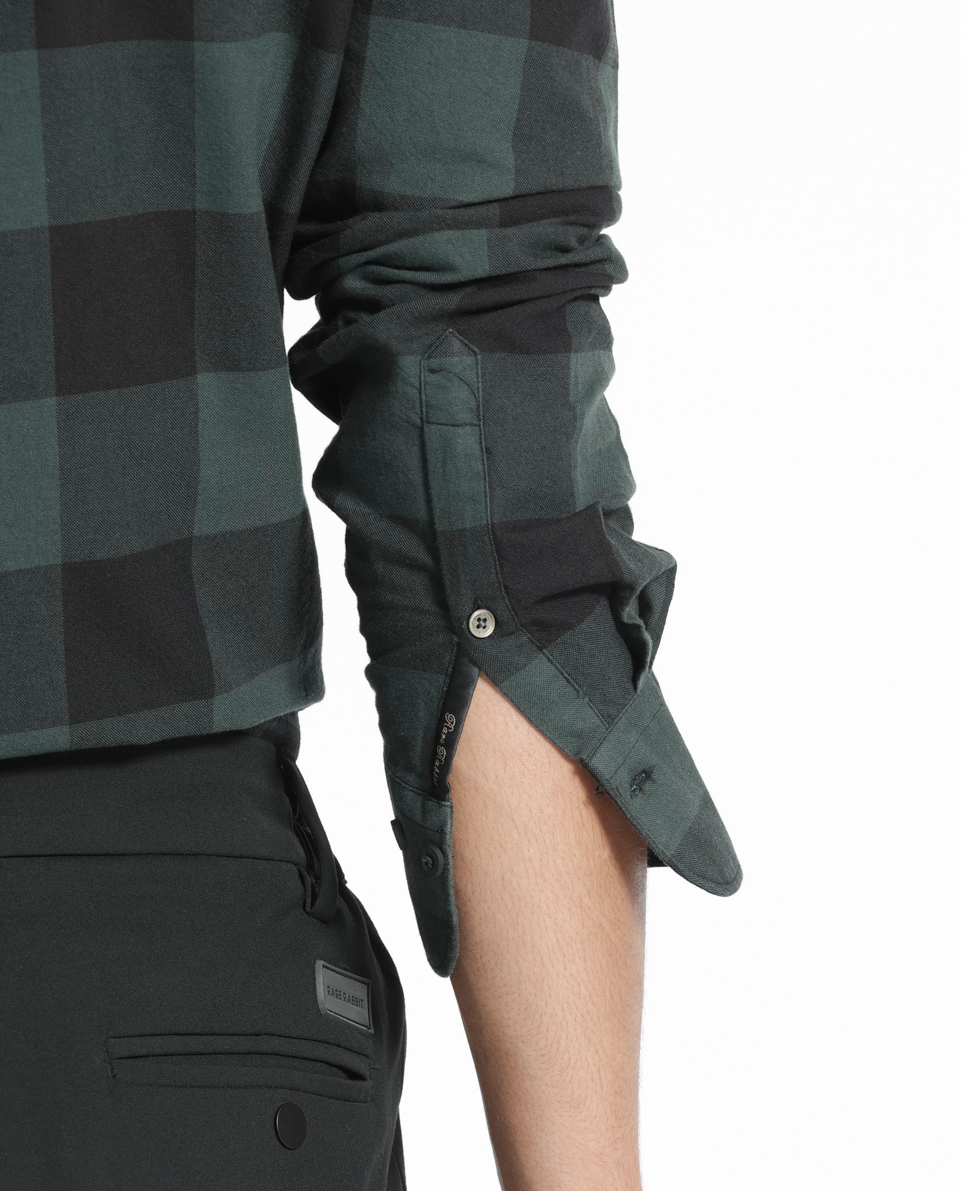 Rare Rabbit Men's Byre Dark Green Full Sleeves Checks Shirt
