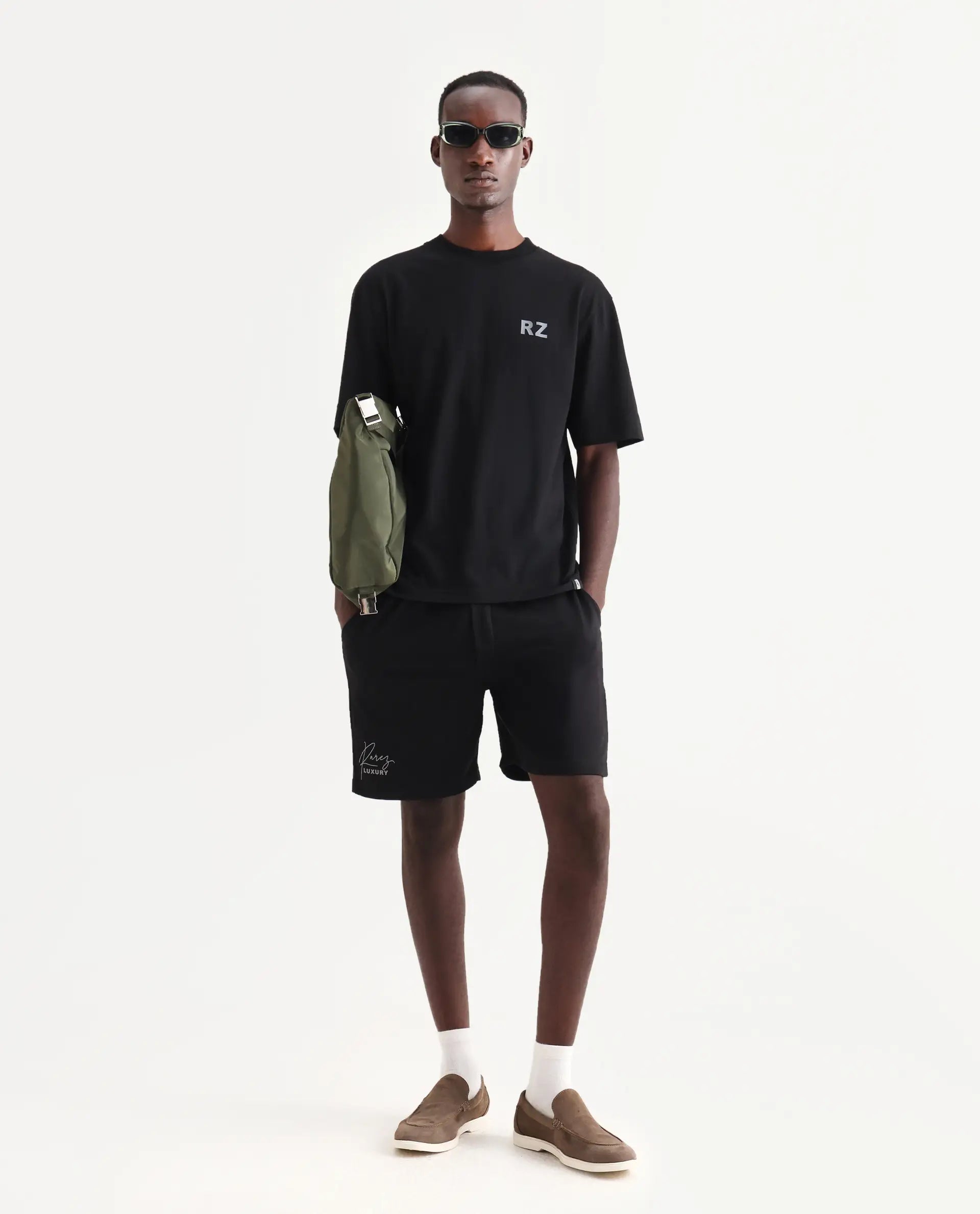 Rare Rabbit Men's Cade Black Cotton Graphic Print Oversized Fit Half Sleeve Crew Neck T-Shirt