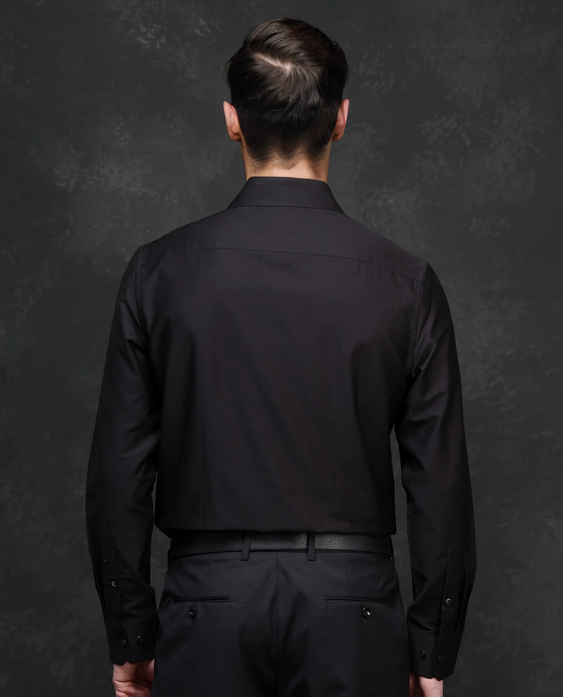 Rare Rabbit Men Caino Black Pure Cotton Full Sleeve Regular Fit Monogram Placement Print Shirt