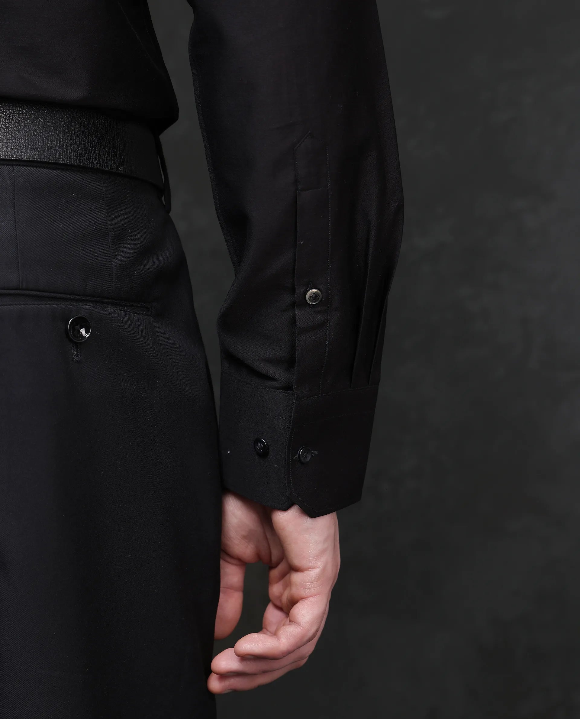 Rare Rabbit Men Caino Black Pure Cotton Full Sleeve Regular Fit Monogram Placement Print Shirt