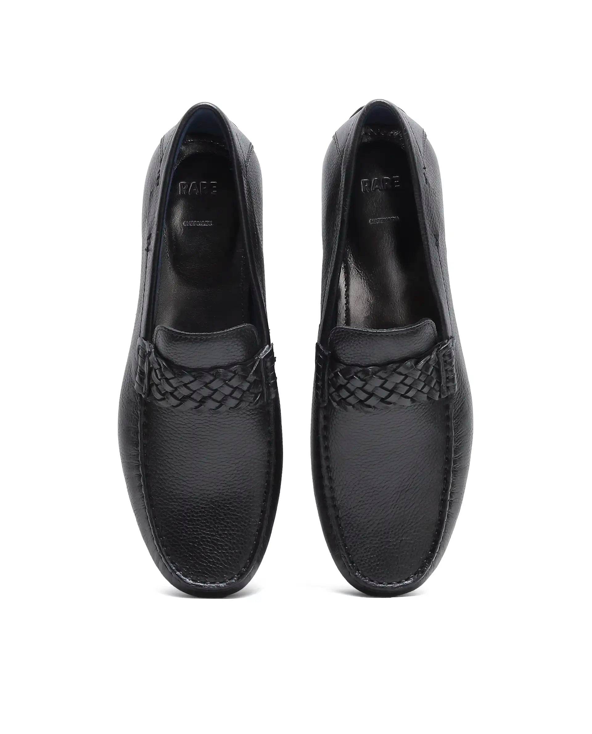 Rare Rabbit Men's Cairo Black Leather Drivers