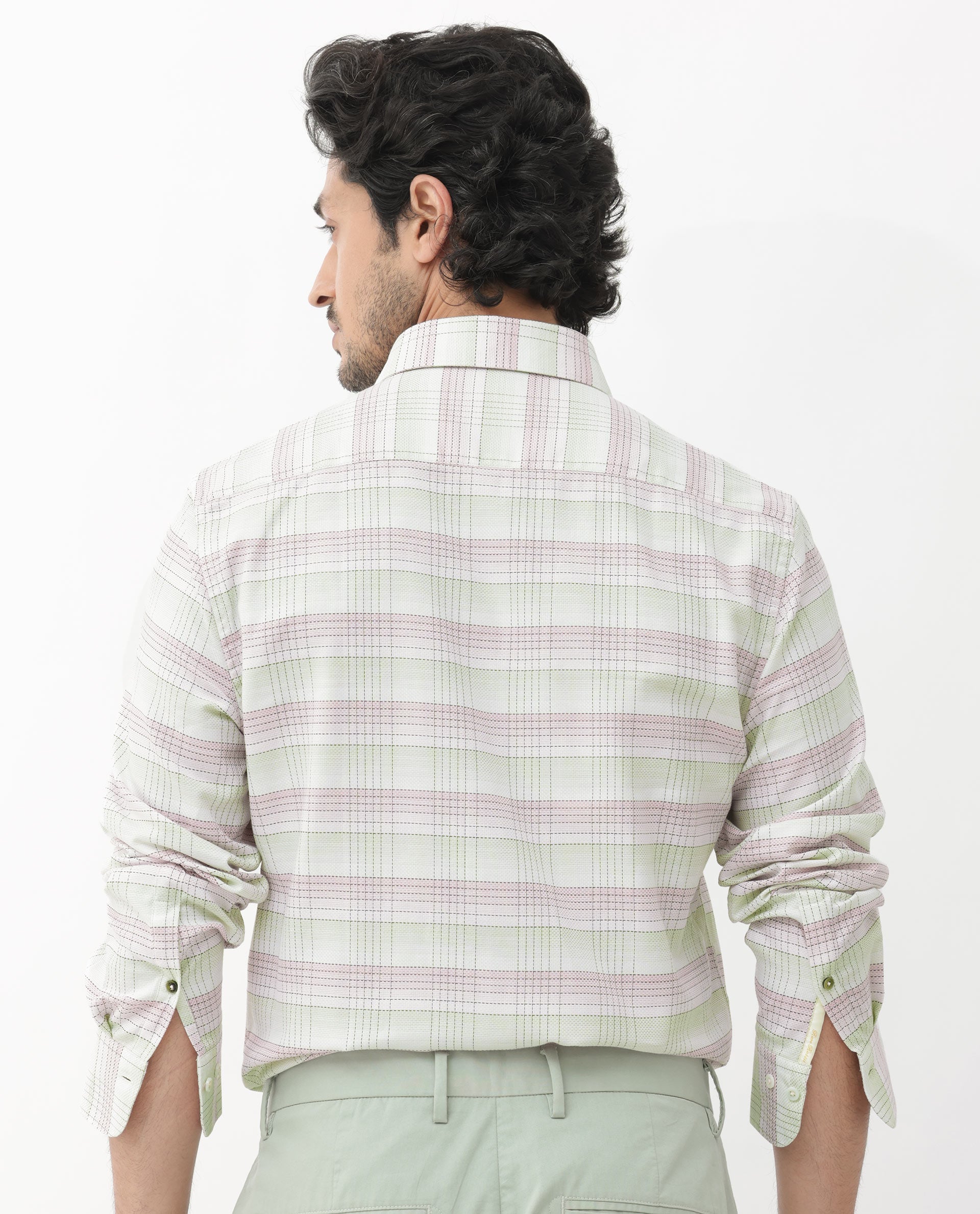 Rare Rabbit Mens Caldon Multi Cotton Fabric Full Sleeves Two Tonal Checks Shirt