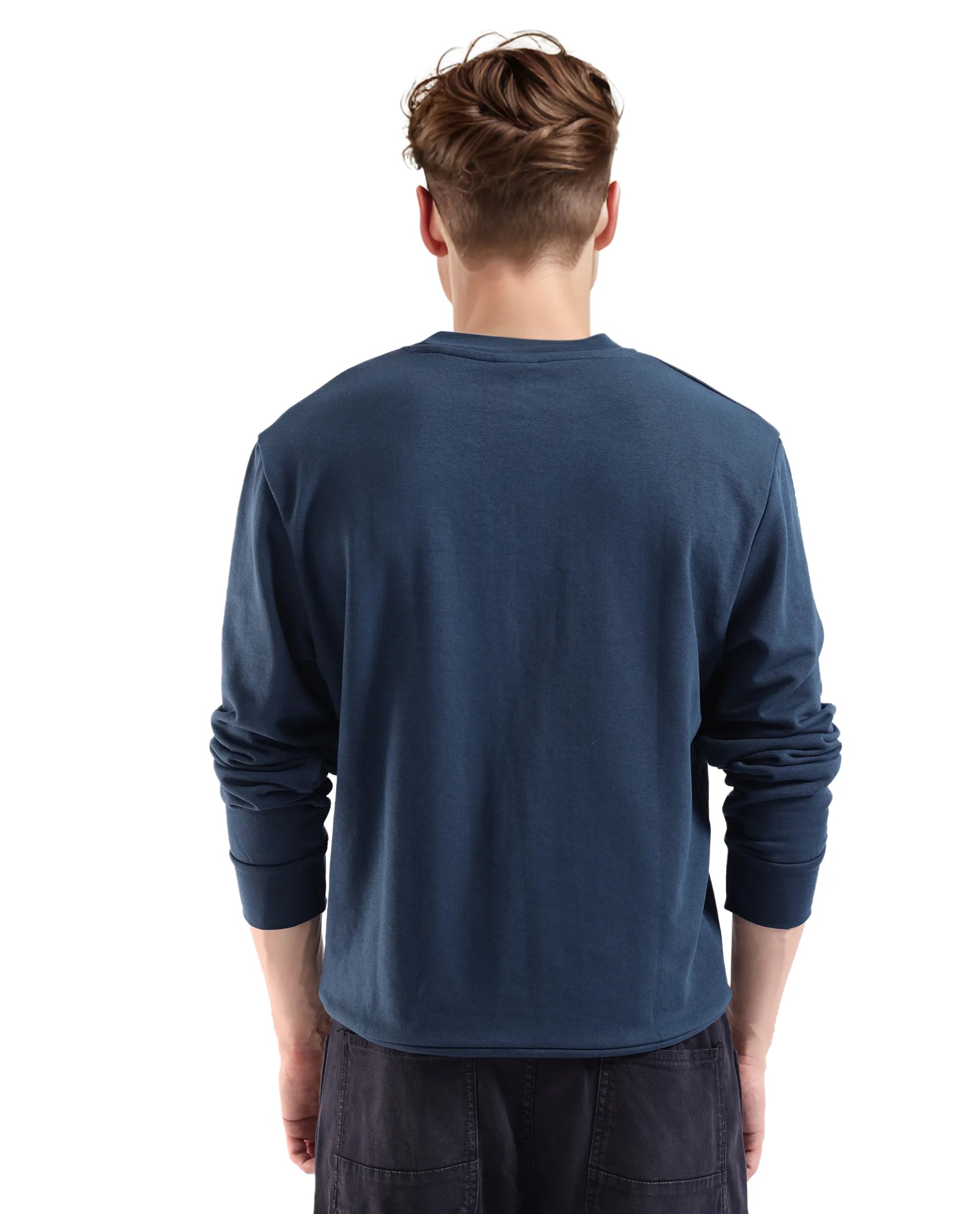 Rare Rabbit Men's Calixer Dark Green Cotton Blend Fabric Full Sleeve Crew Neck Sweatshirt