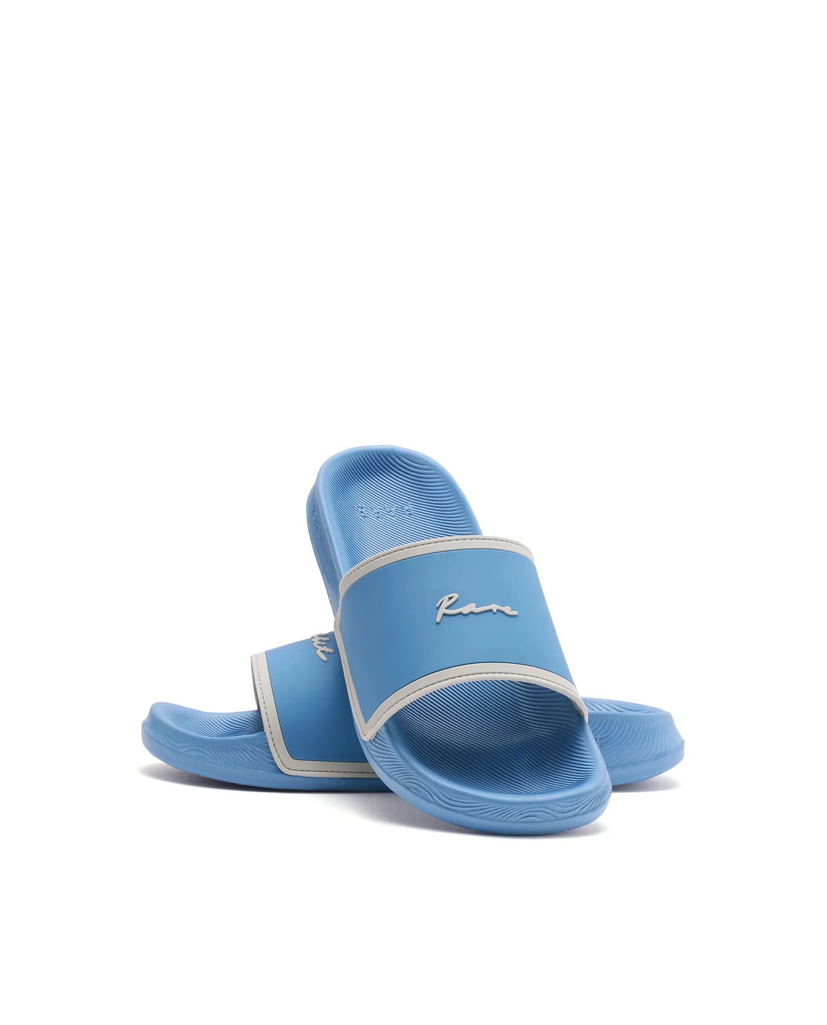 Rarez Mens Calmo Primary Blue/Cream Non-Leather Regular Typography Print Sandal