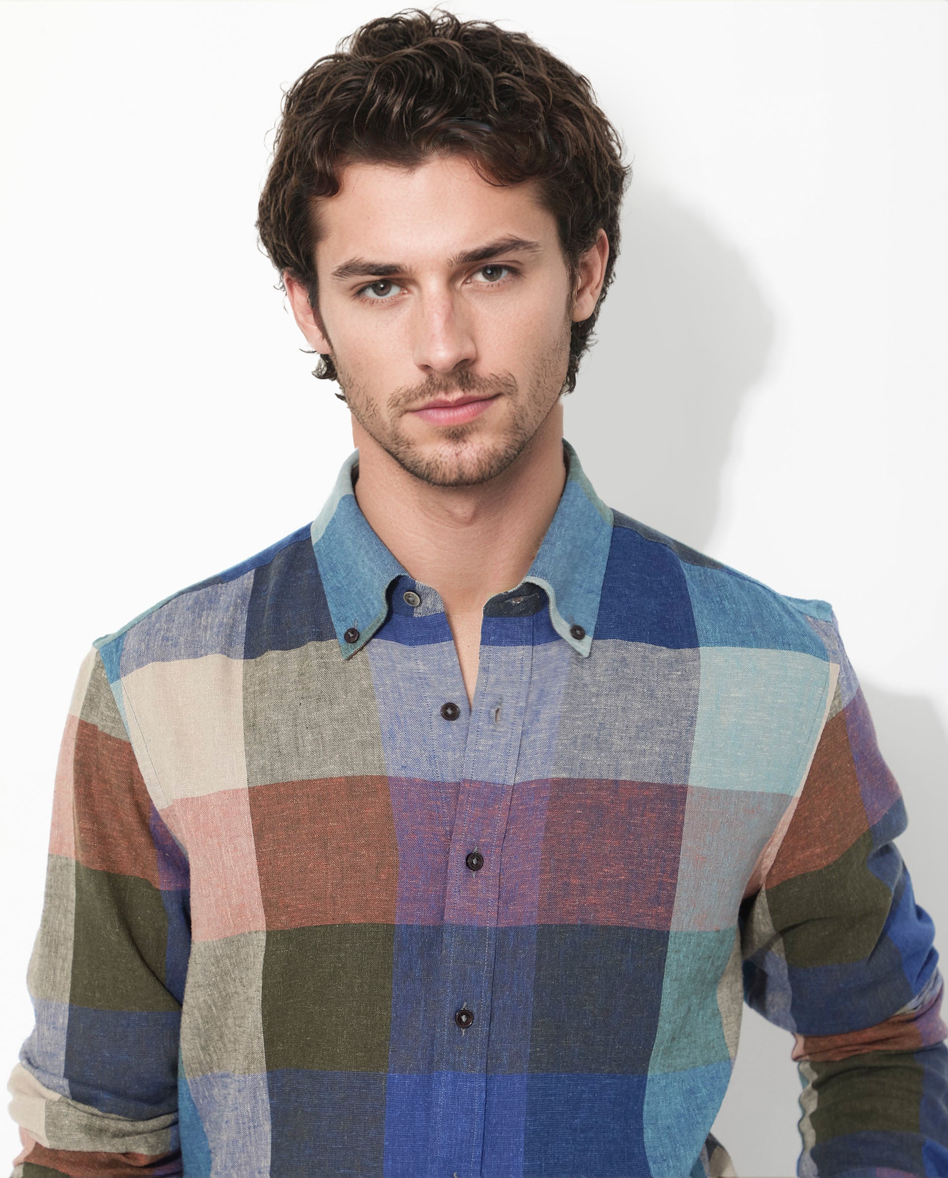 Rare Rabbit Mens Calum Multi Cotton Fabric Full Sleeve Regular Fit Checks Shirt