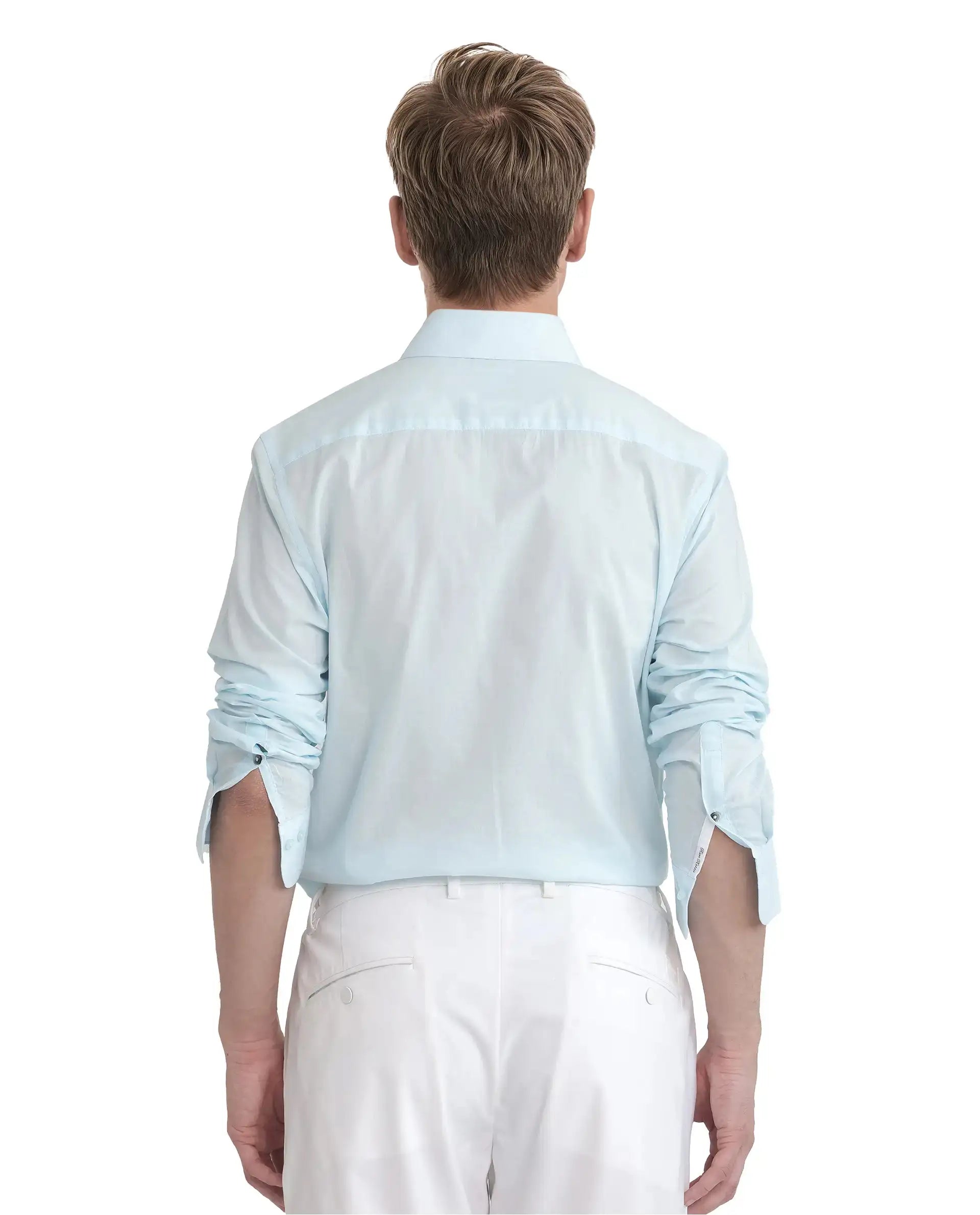 Rare Rabbit Men's Cambo-25 Light Blue Cotton Plain Regular Fit Full Sleeve Collared Shirt