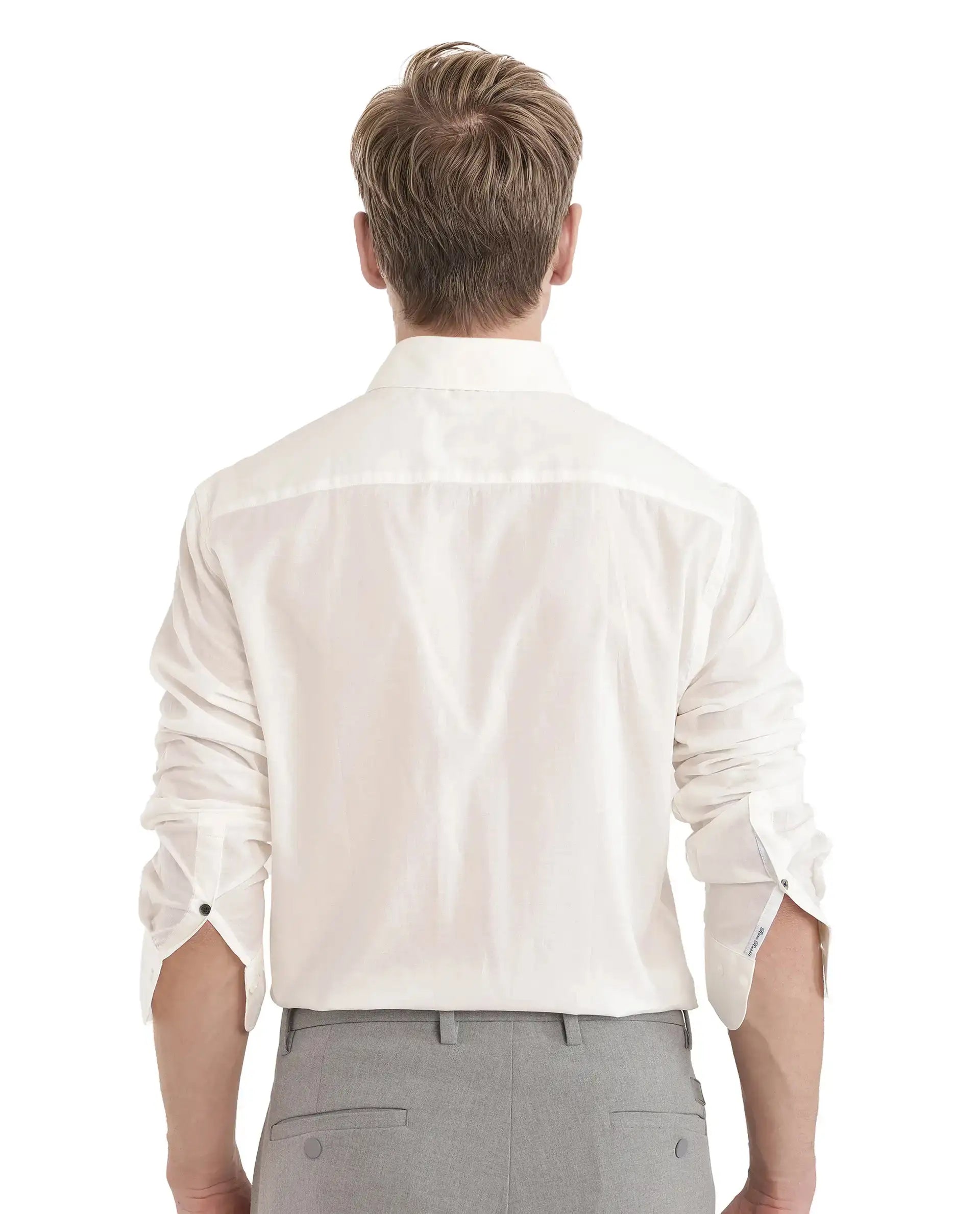 Rare Rabbit Men's Cambo-25 White Cotton Plain Regular Fit Full Sleeve Collared Shirt