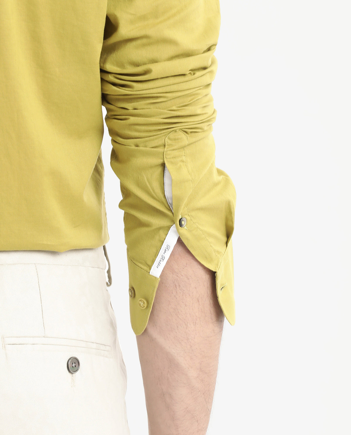 Rare Rabbit Men's Cambroc Light Olive Cotton Fabric Full Sleeves Regular Fit Solid Shirt