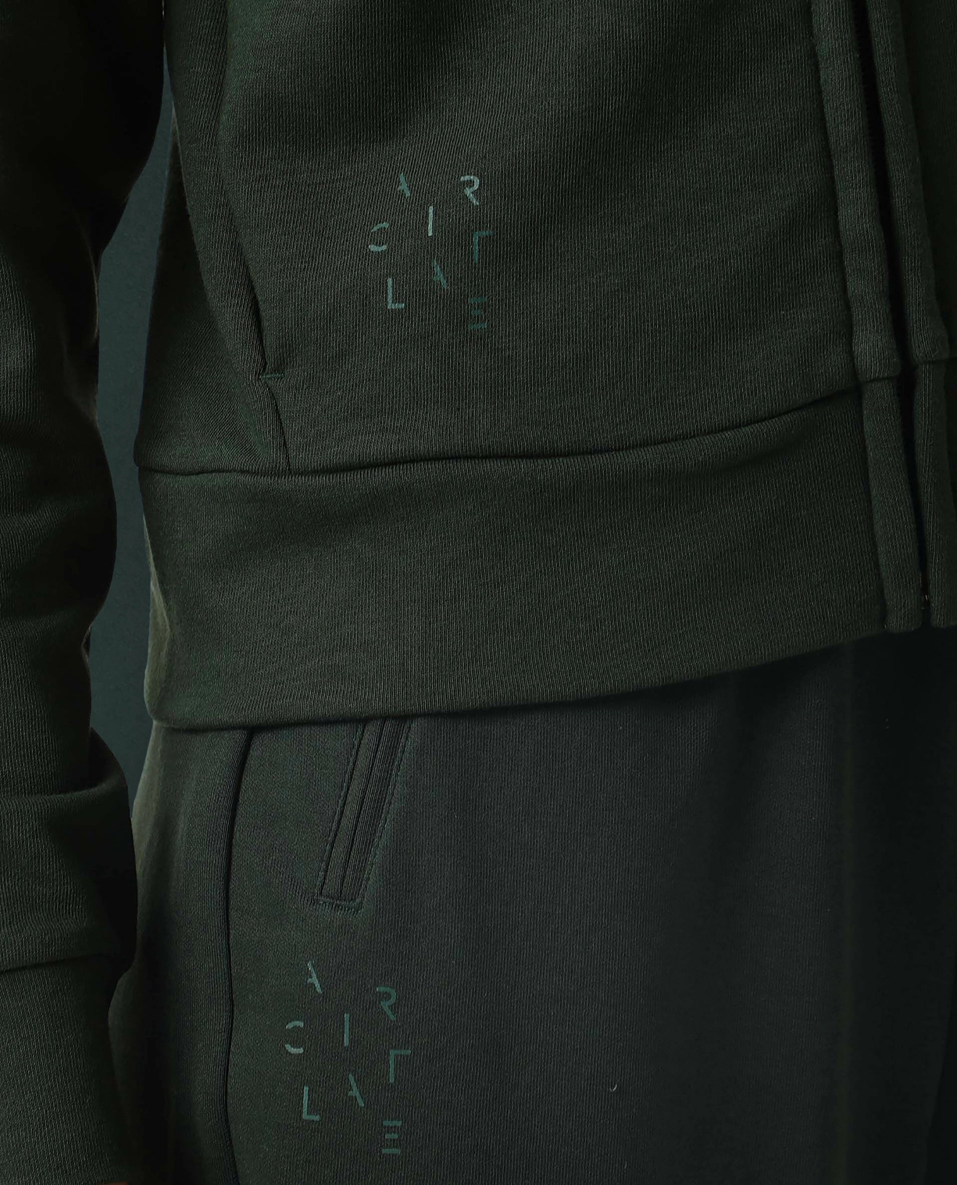 Rareism Women Capper Dark Green Cotton Blend Fabric Full Sleeves Solid Hooded Jacket