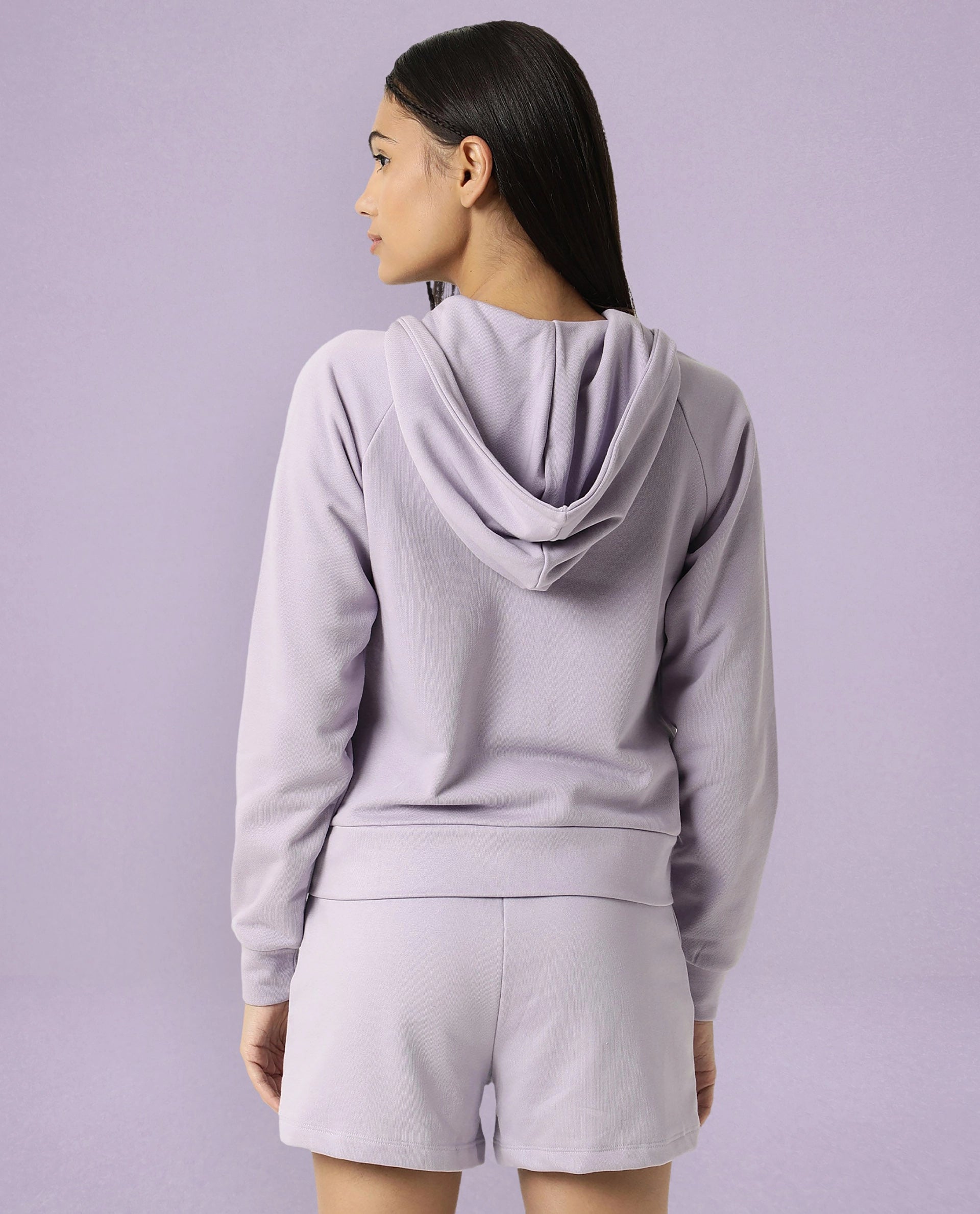 Rareism Women Capper Light Pink Cotton Blend Fabric Full Sleeves Solid Hooded Jacket