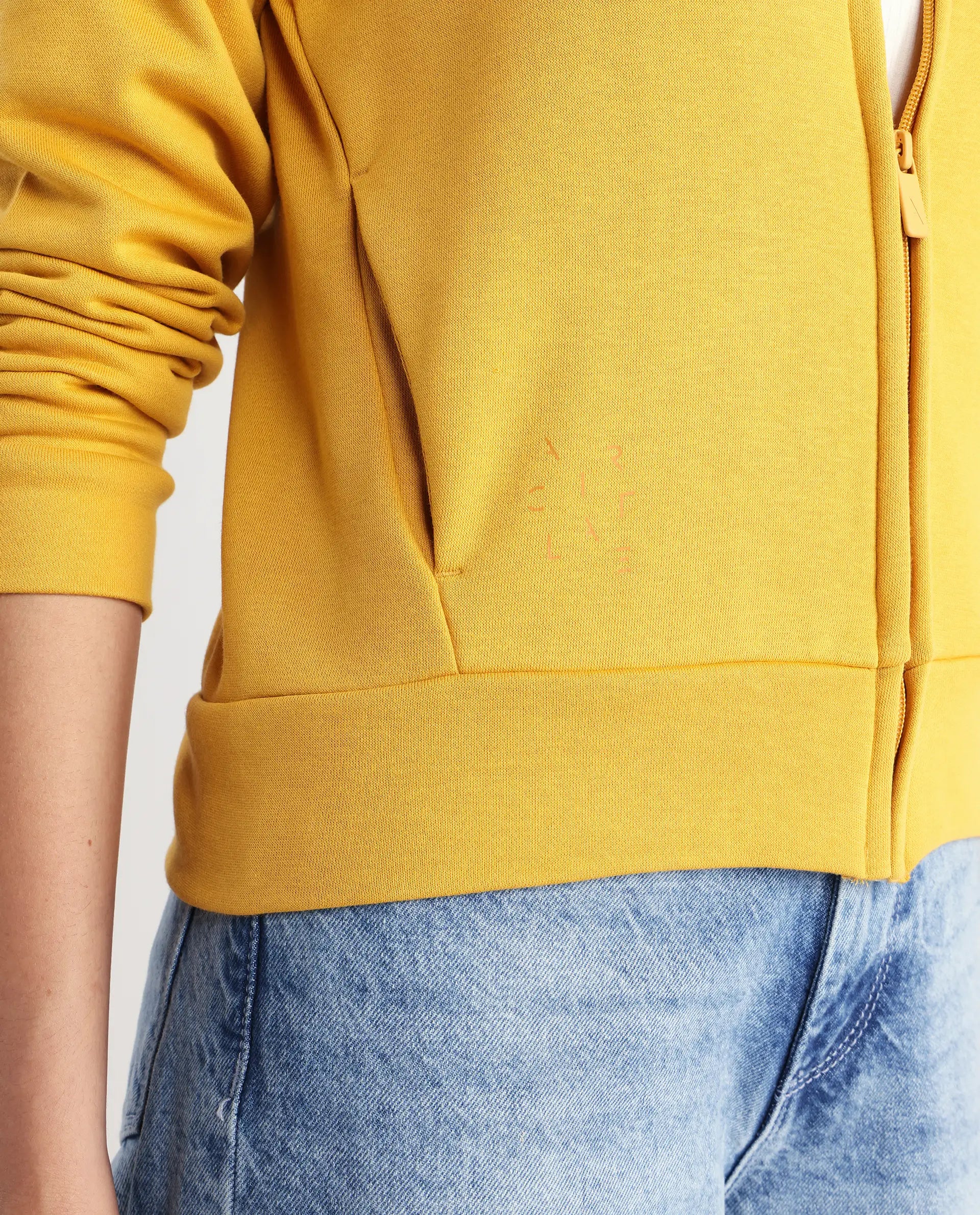 Rareism Women's Medium Weight Terry 290 Gsm Cotton Blend Hooded Plain Regular Fit Jacket