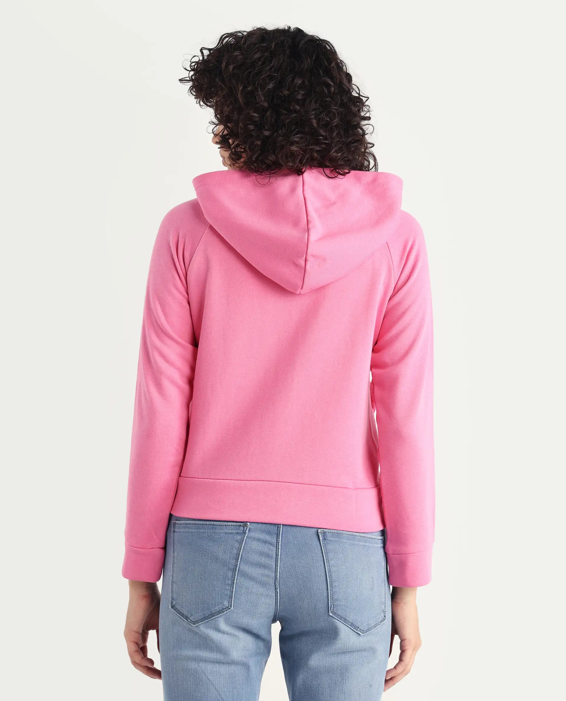 Rareism Women's Medium Weight Terry 290 Gsm Cotton Blend Hooded Plain Regular Fit Jacket