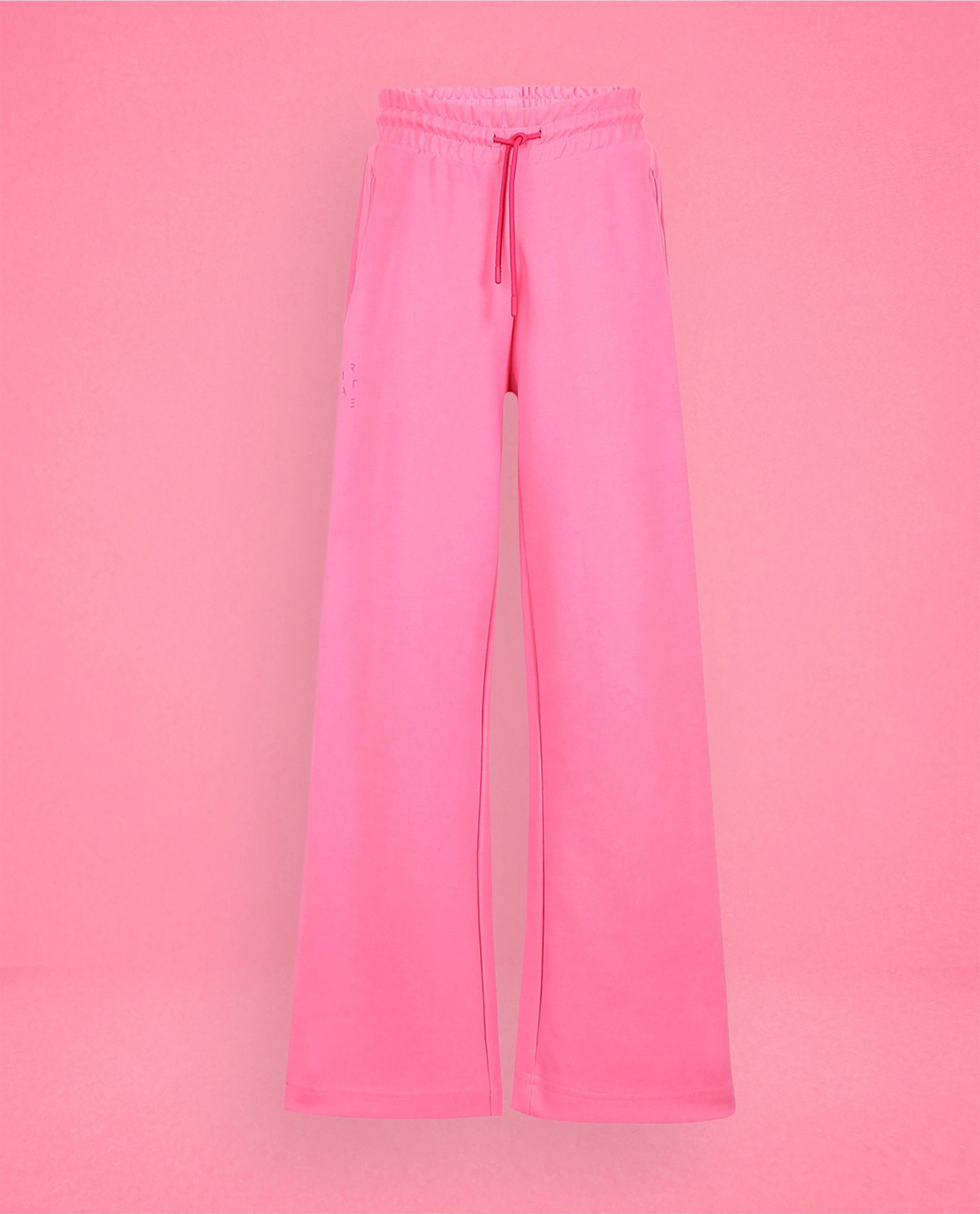 Rareism Women Capsule Flouroscent Pink Cotton Blend Fabric Relaxed Fit Solid Mid Rise Ankle Length Track Pant