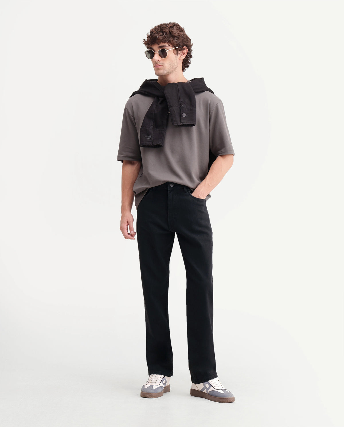 Rare Rabbit Mens Cara Black Cotton Blend Shank And Zipper Morris Regular Plain Jeans