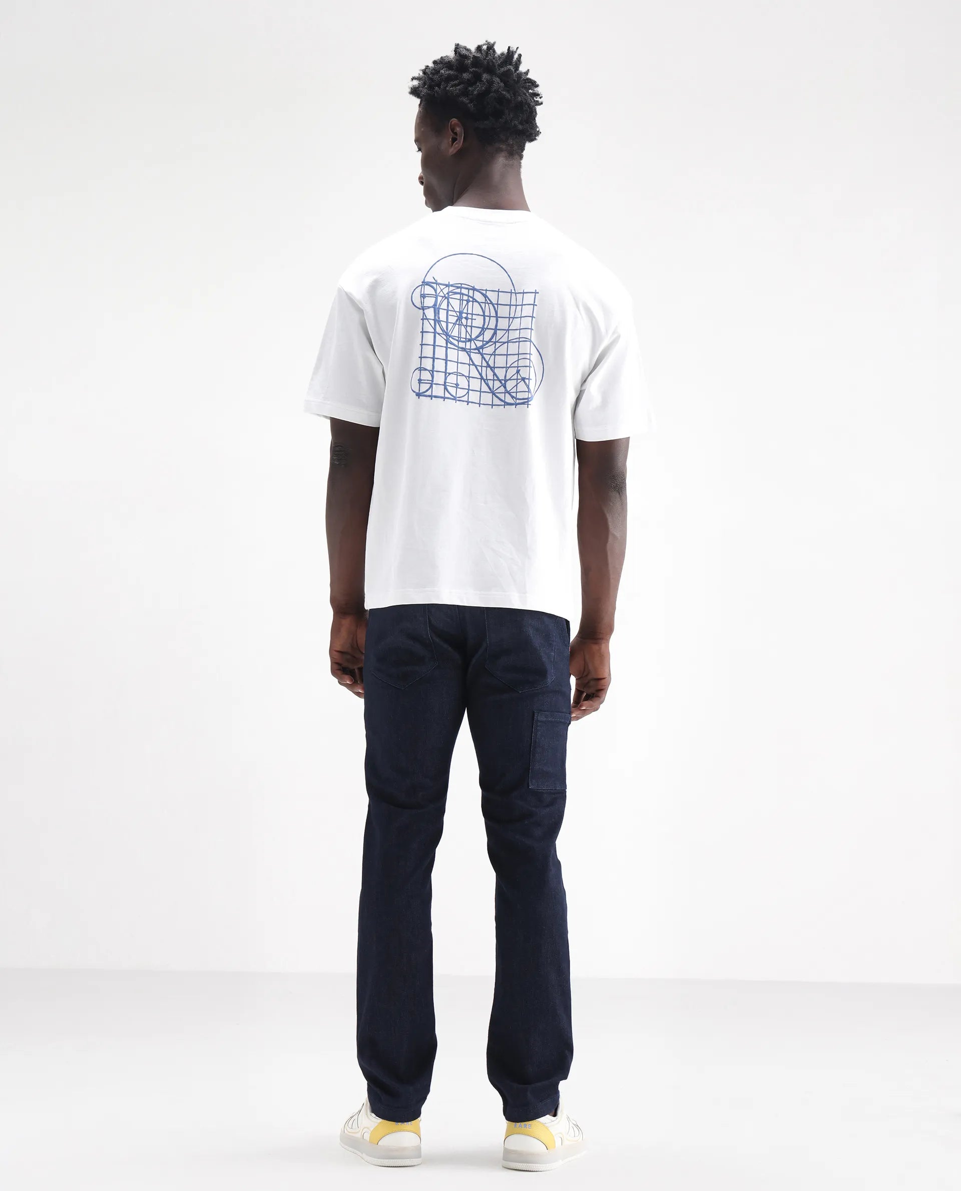 Rare Rabbit Men's Cardiff Blue Cotton Plain Hawk Slim Fit Jeans