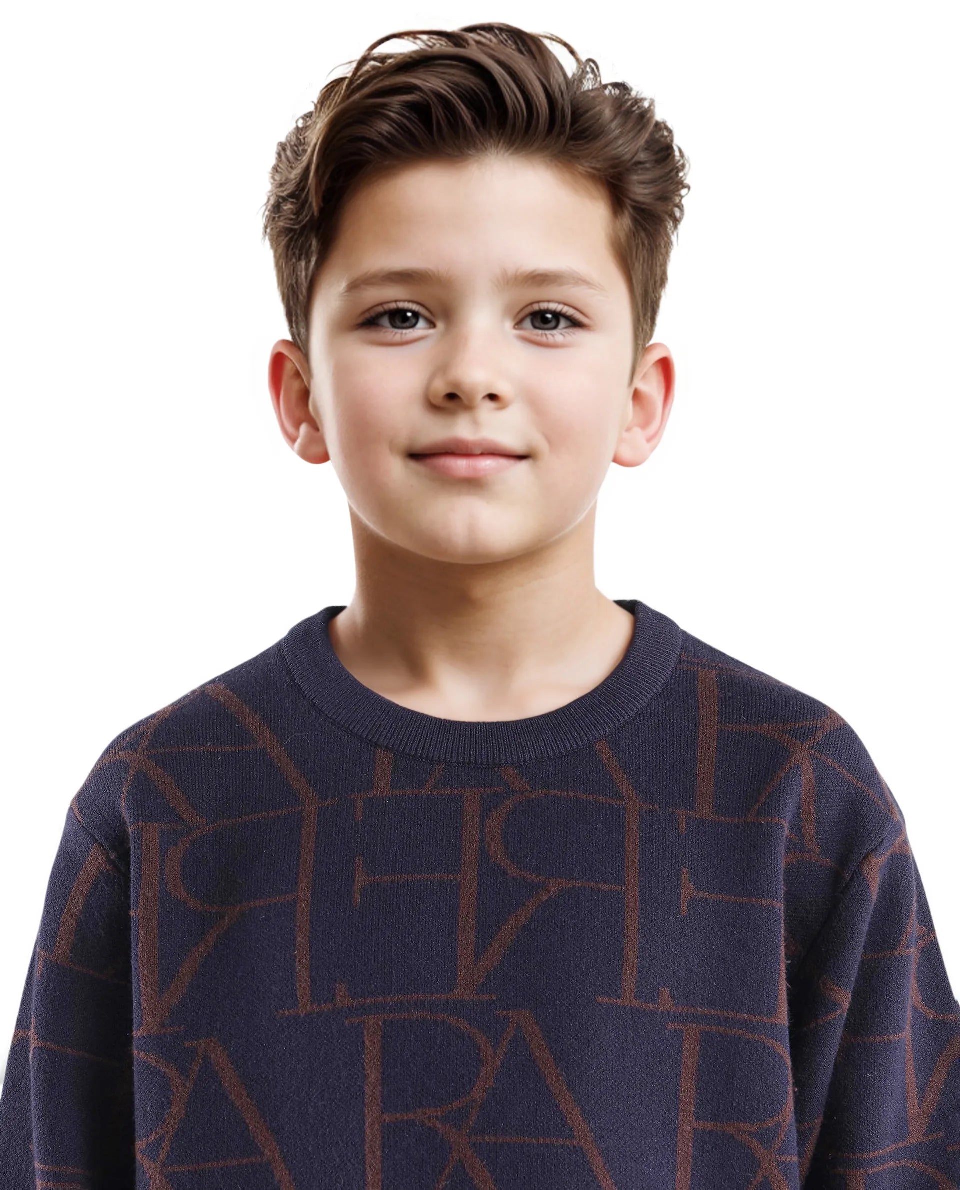 Rare Ones Kids Carrio Navy Full Sleeve Cotton Printed Regular Fit Sweater