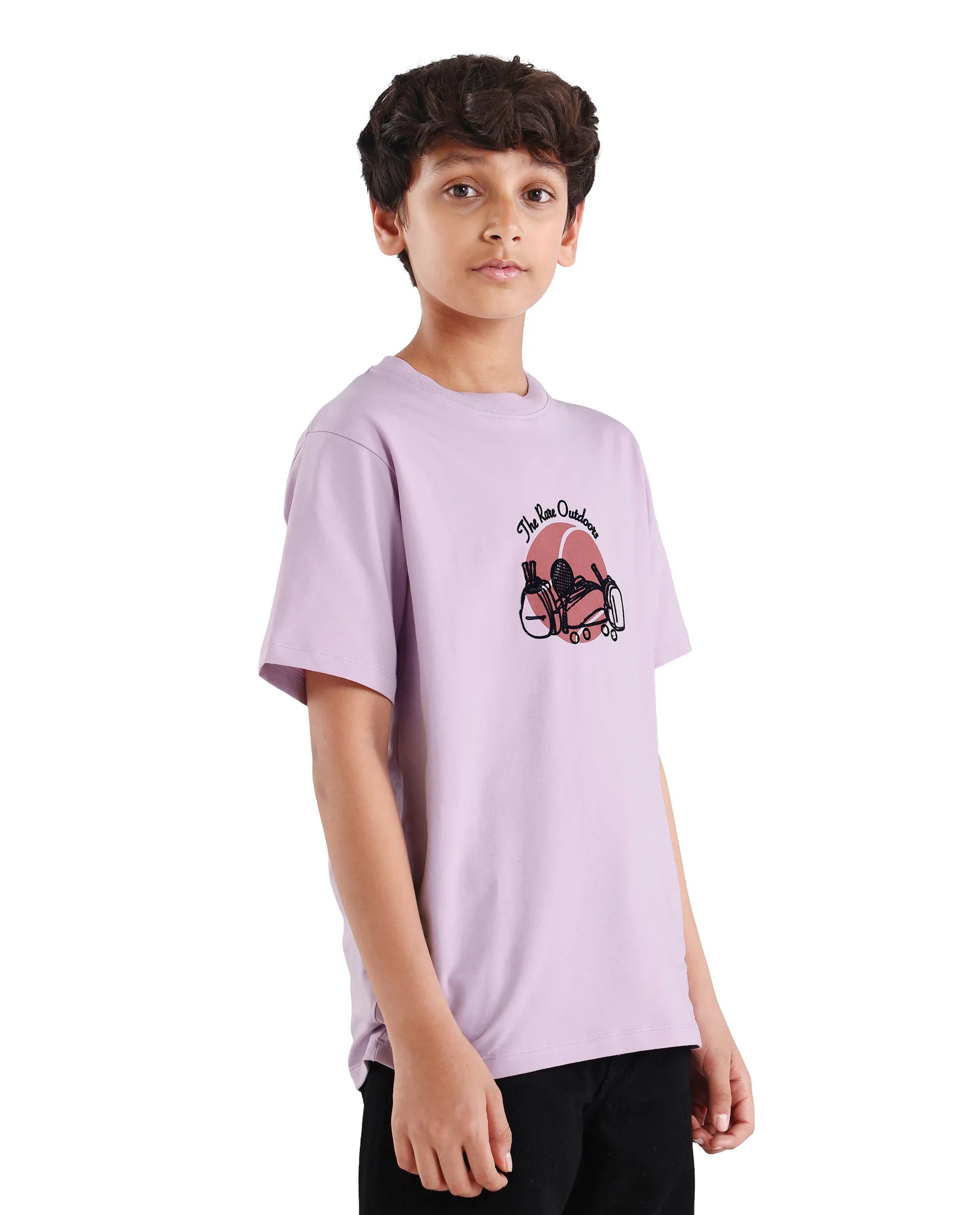 Rare Ones Kids Cassy Light Pink Cotton Blend Pull-On Closure Flock Regular Fit T-Shirt