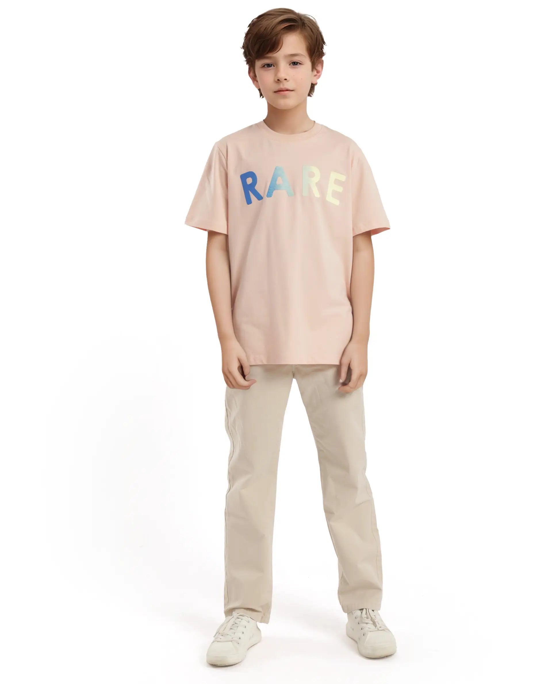 Rare Ones Kids Cati Pink Cotton Fabric Half Sleeves Crew Neck Graphic Print T-Shirt