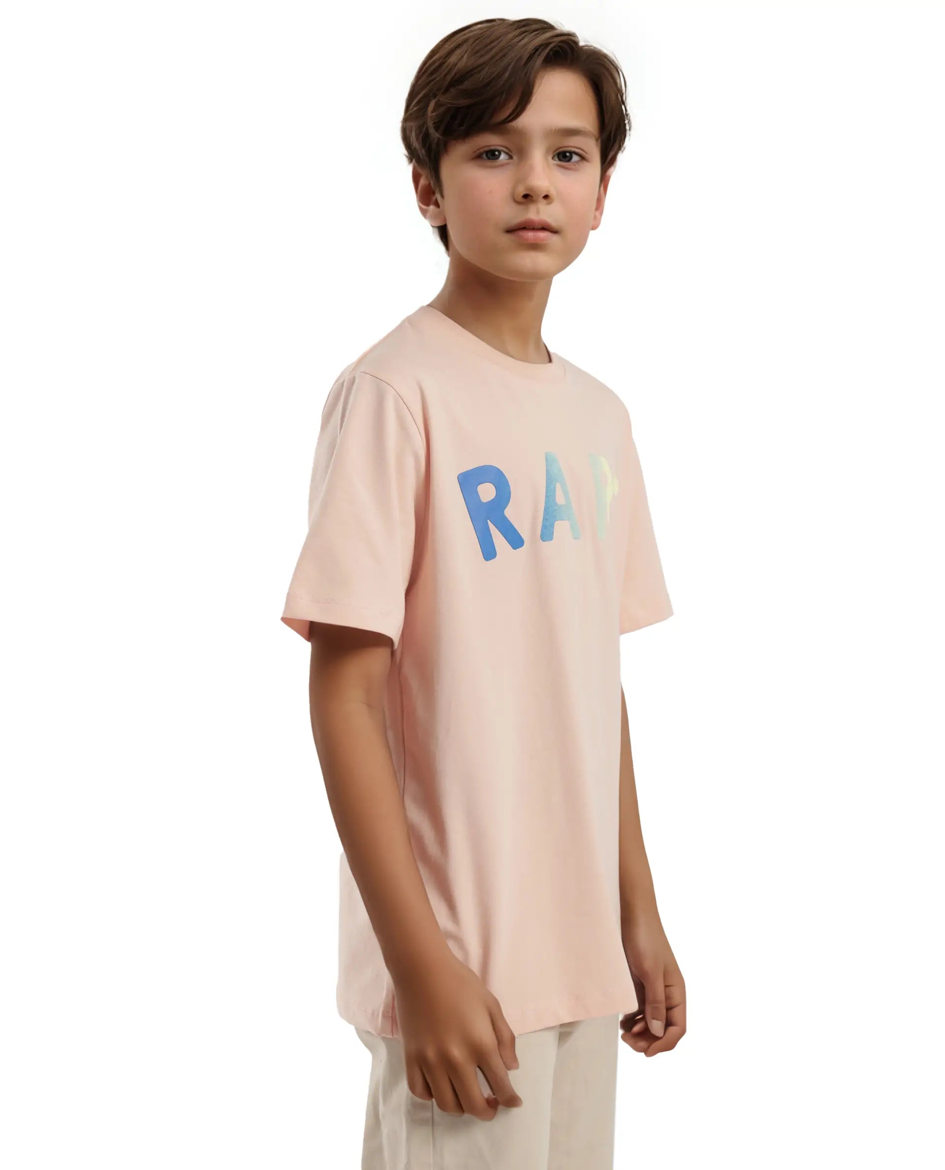 Rare Ones Kids Cati Pink Cotton Fabric Half Sleeves Crew Neck Graphic Print T-Shirt