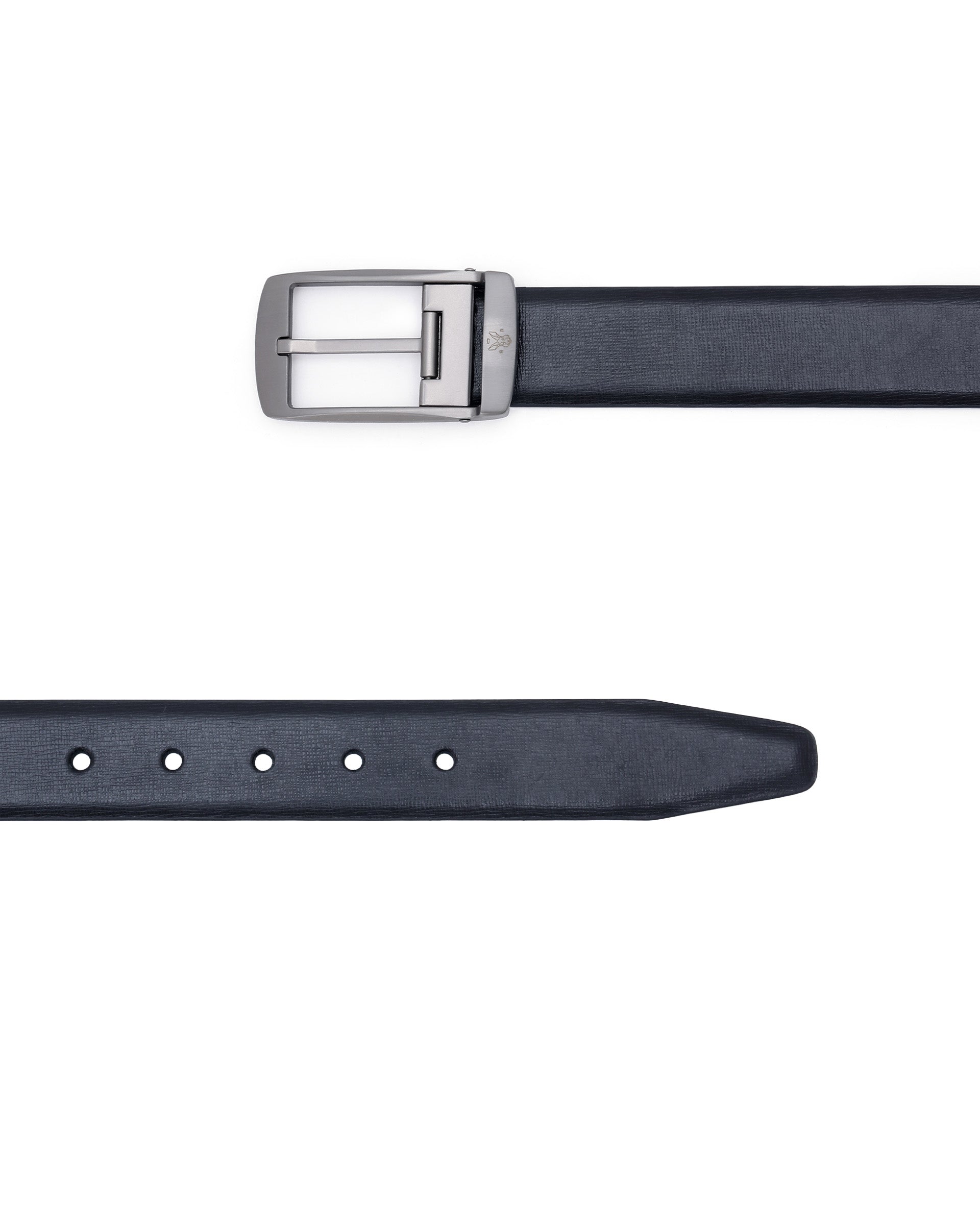 Rare Rabbit Men's Cedric Black Twistable Buckle Reversible Textured Genuine Leather Belt