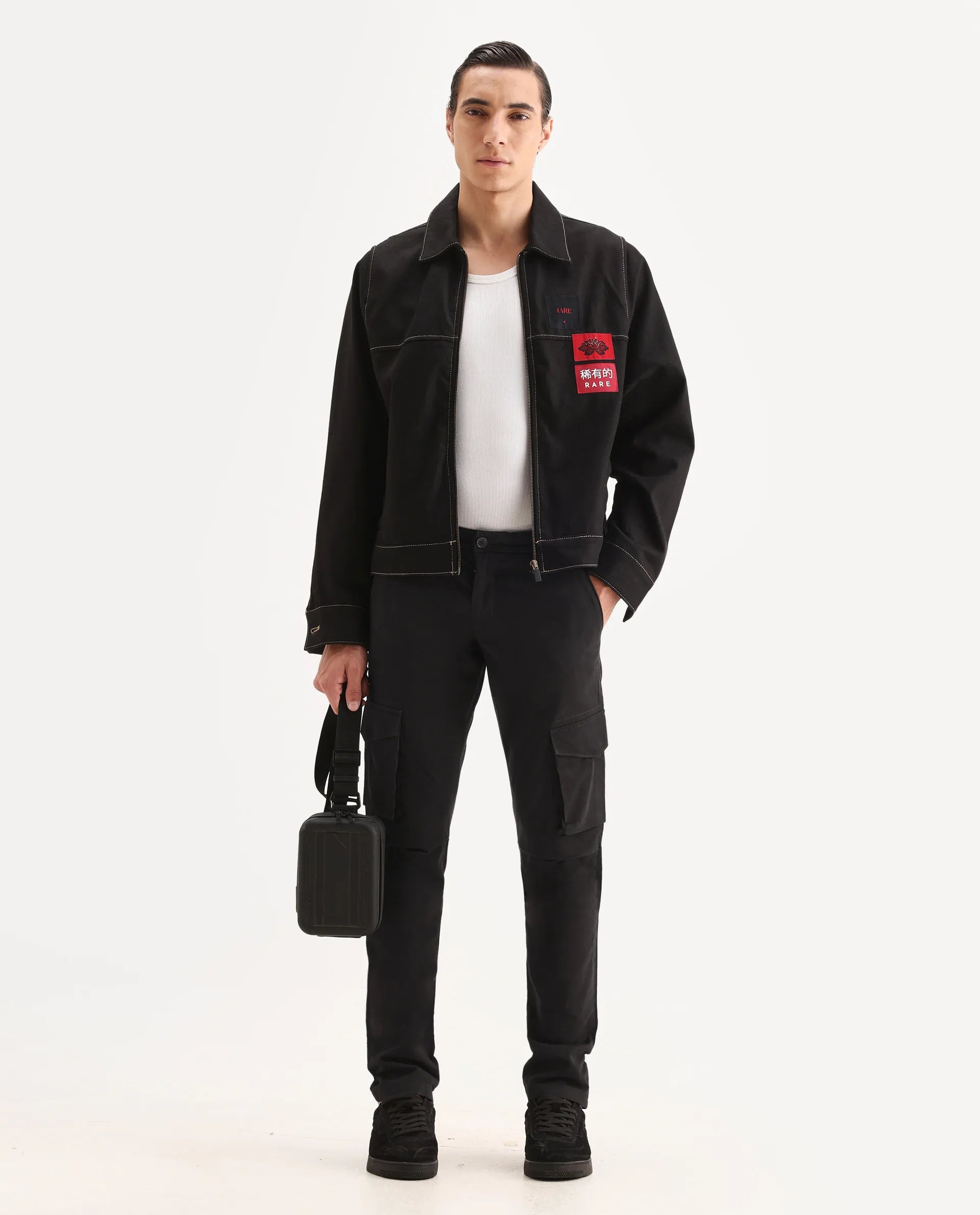 Rare Rabbit Men's Celu Dark Maroon Cotton Plain Slim Fit Trouser