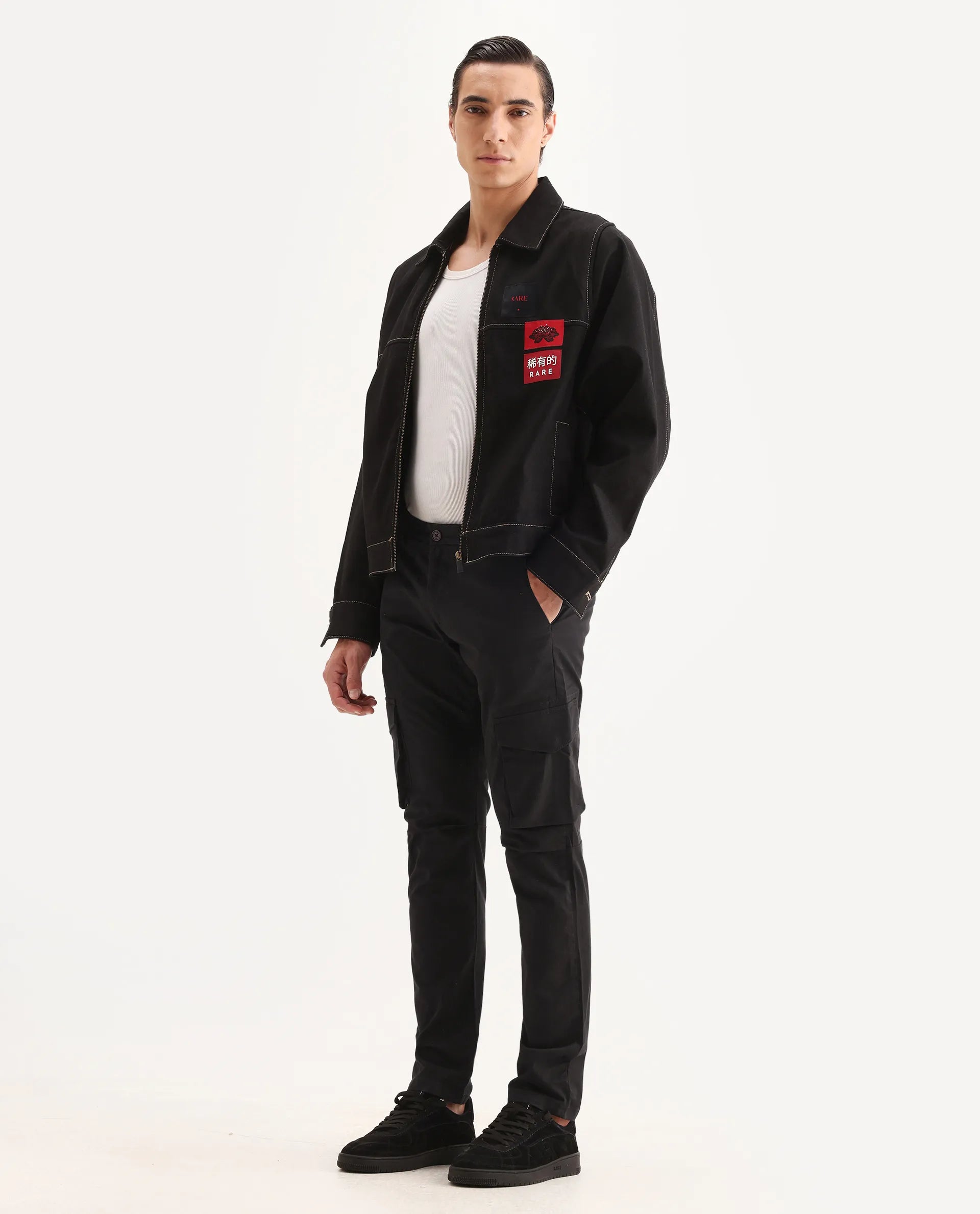 Rare Rabbit Men's Celu Dark Maroon Cotton Plain Slim Fit Trouser