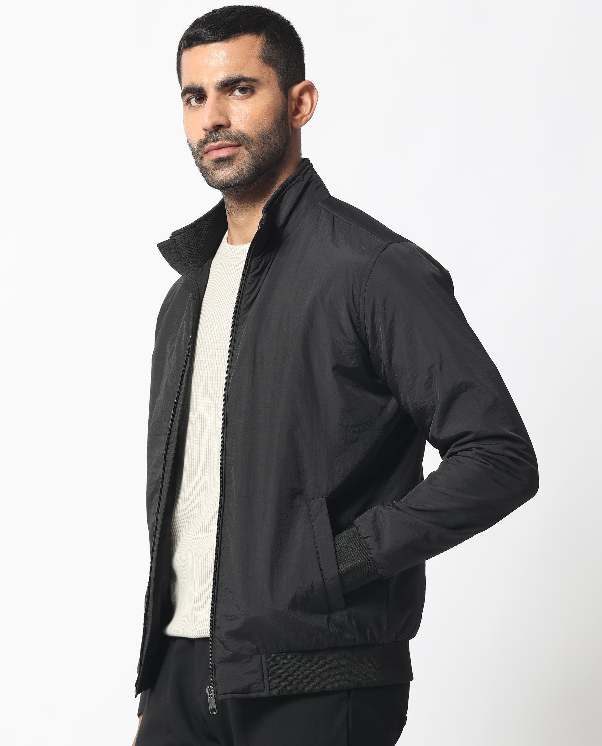 Rare Rabbit Men's Cerno Black High Neck Puffer Jacket