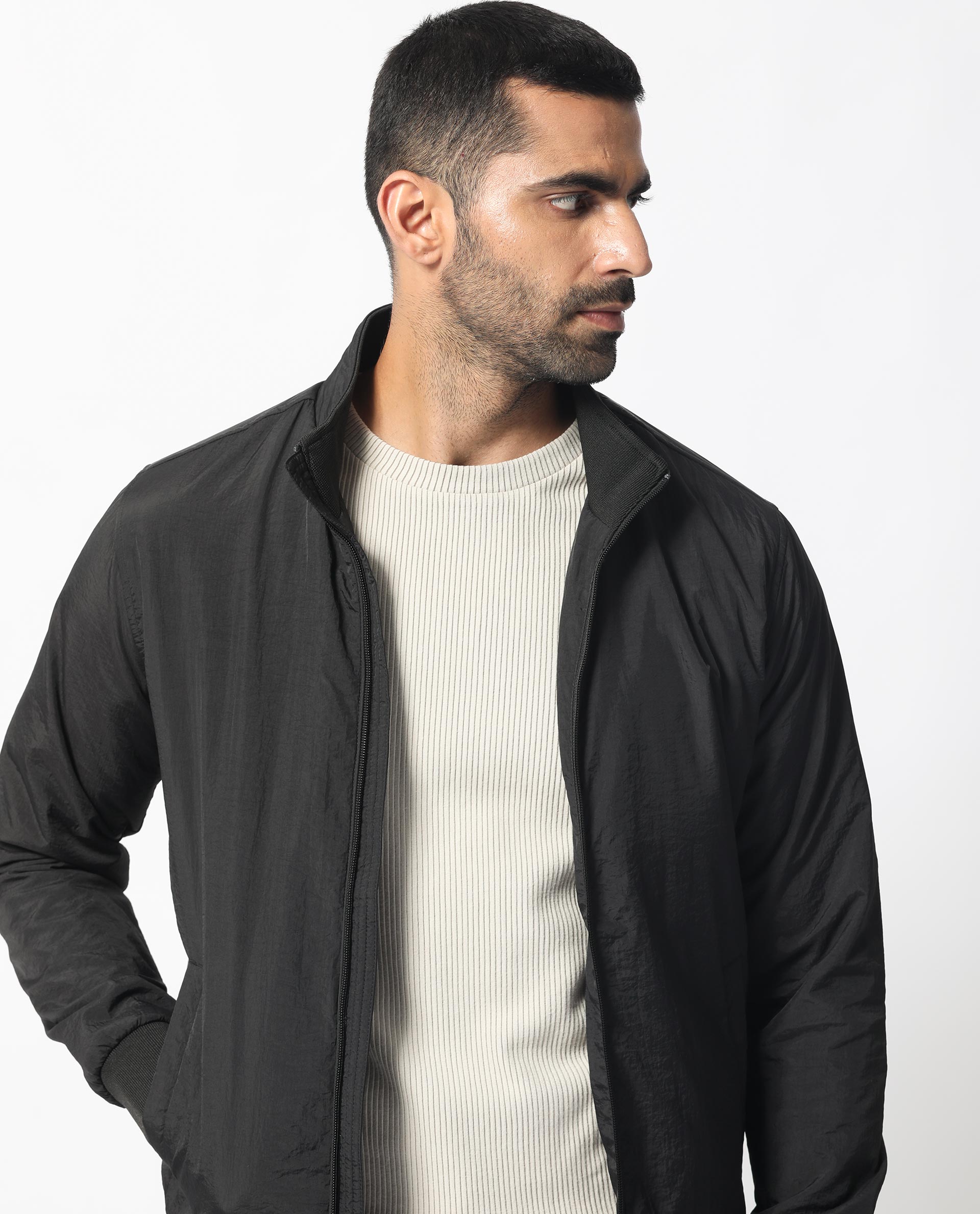 Rare Rabbit Men's Cerno Black High Neck Puffer Jacket