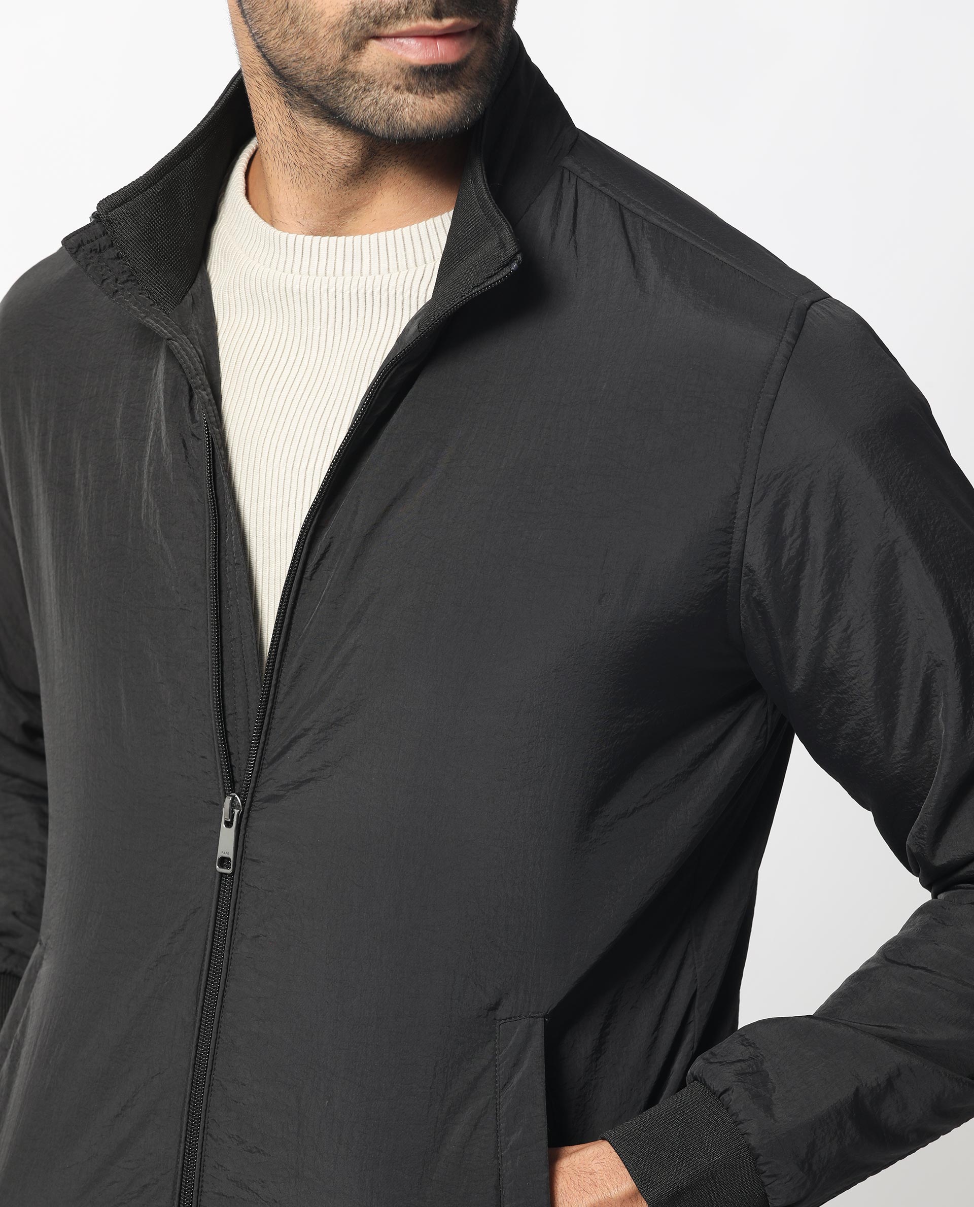 Rare Rabbit Men's Cerno Black High Neck Puffer Jacket