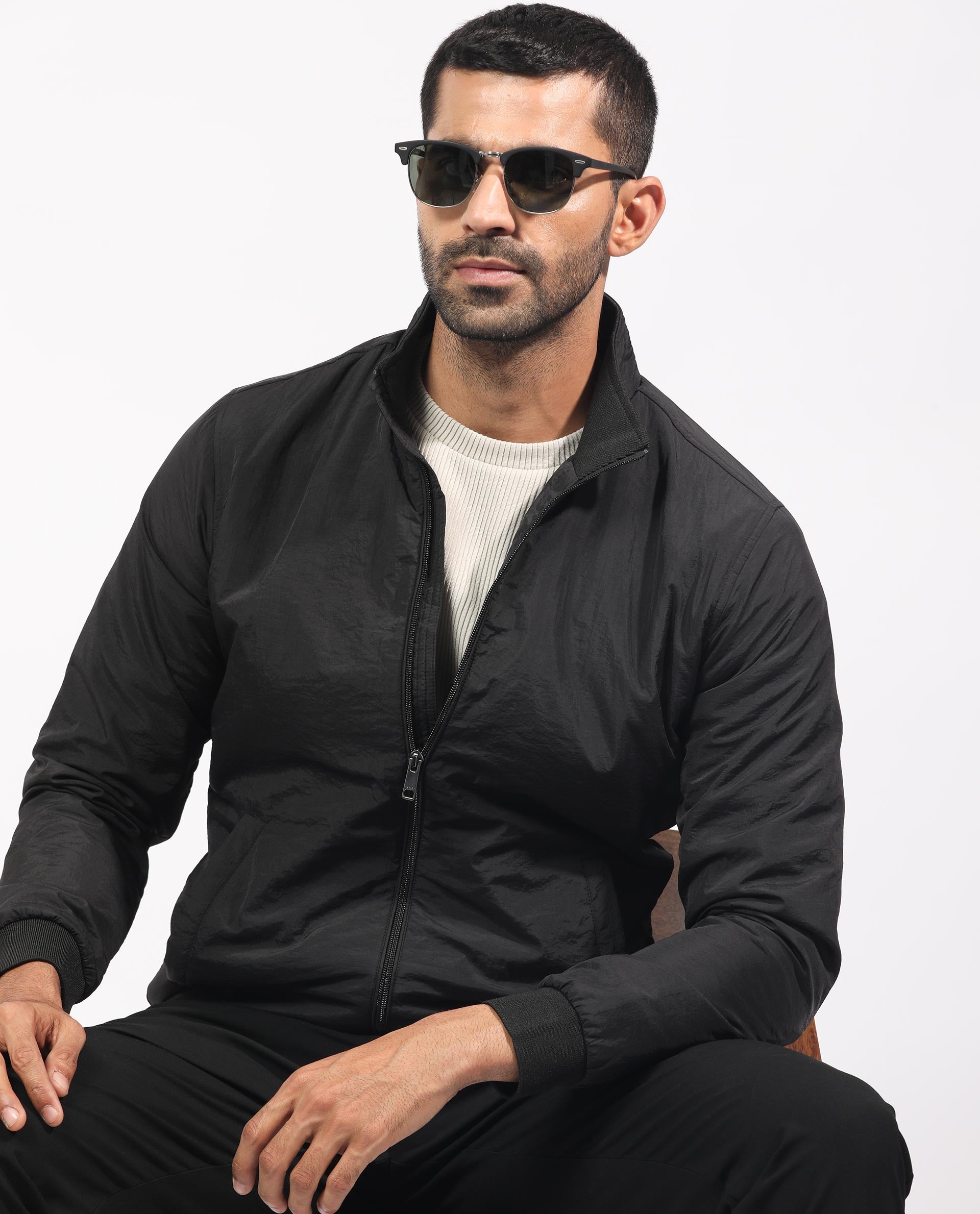 Rare Rabbit Men's Cerno Black High Neck Puffer Jacket