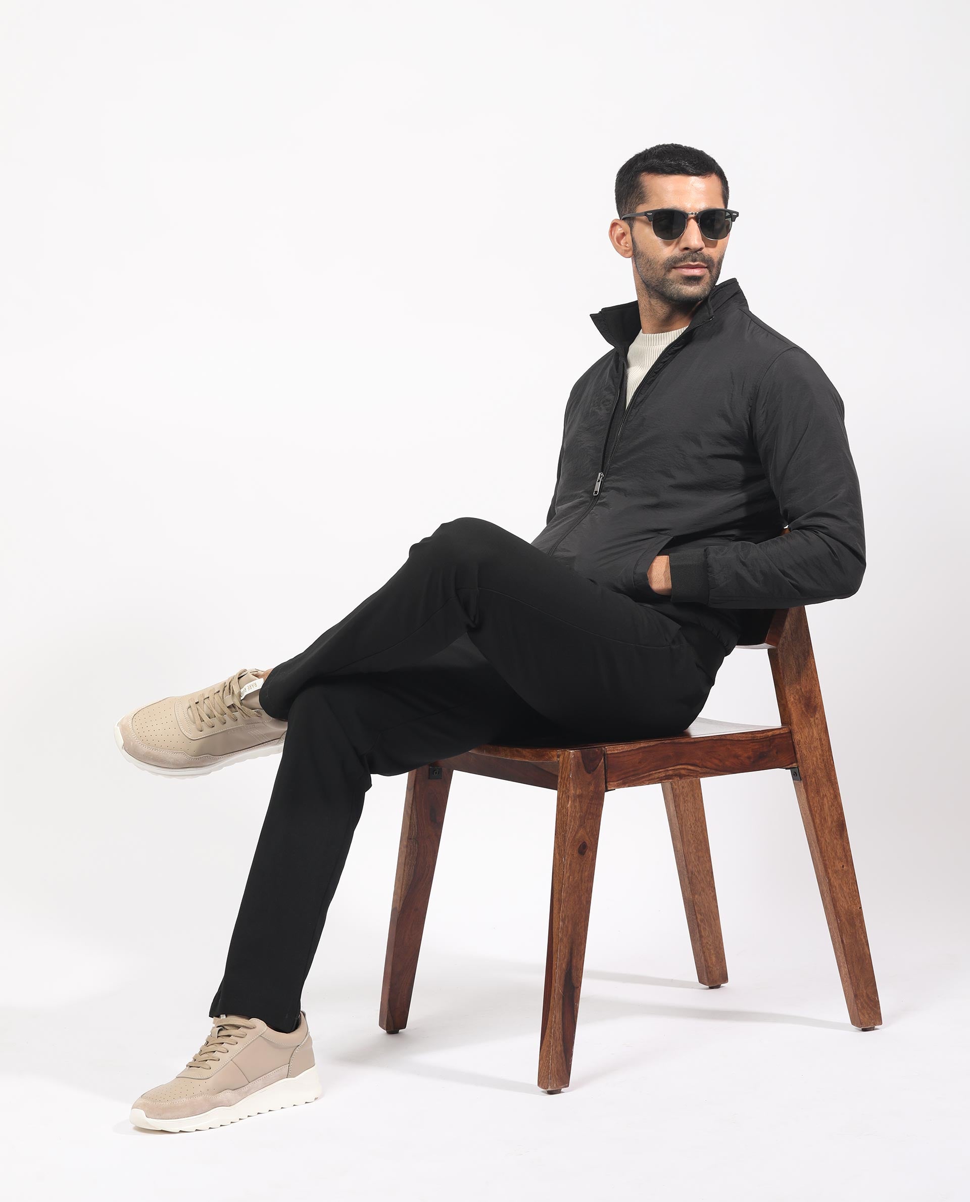 Rare Rabbit Men's Cerno Black High Neck Puffer Jacket