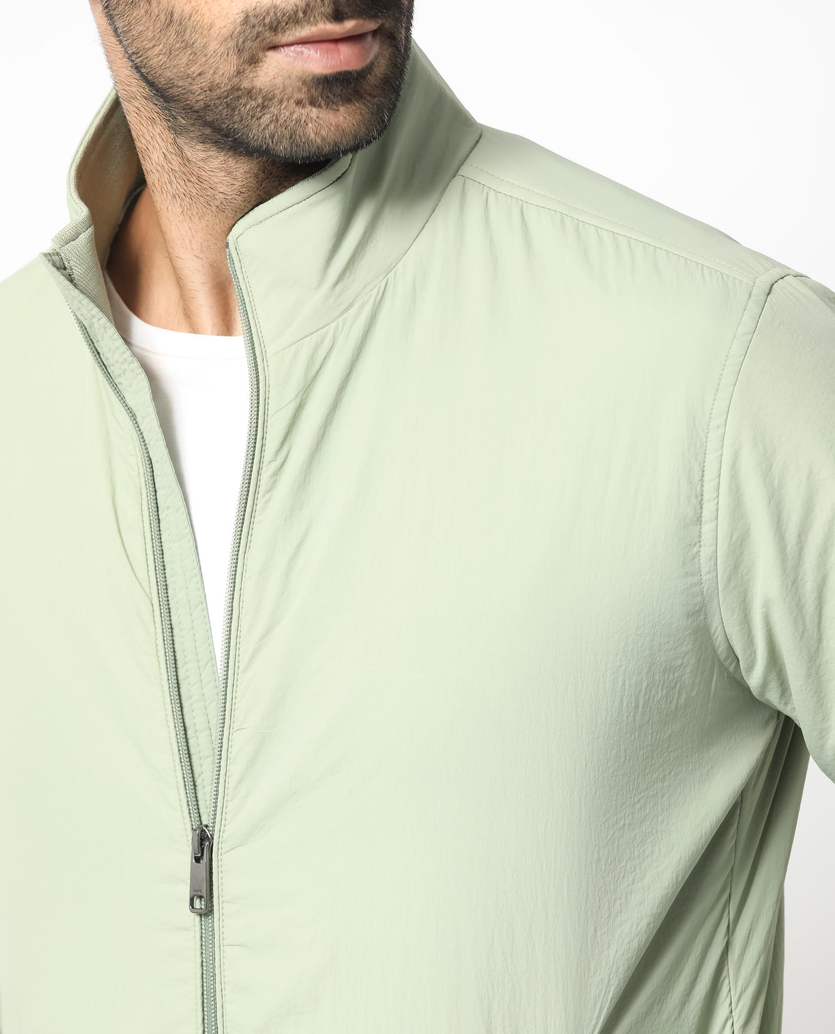Rare Rabbit Men's Cerno Pastel Green High Neck Puffer Jacket