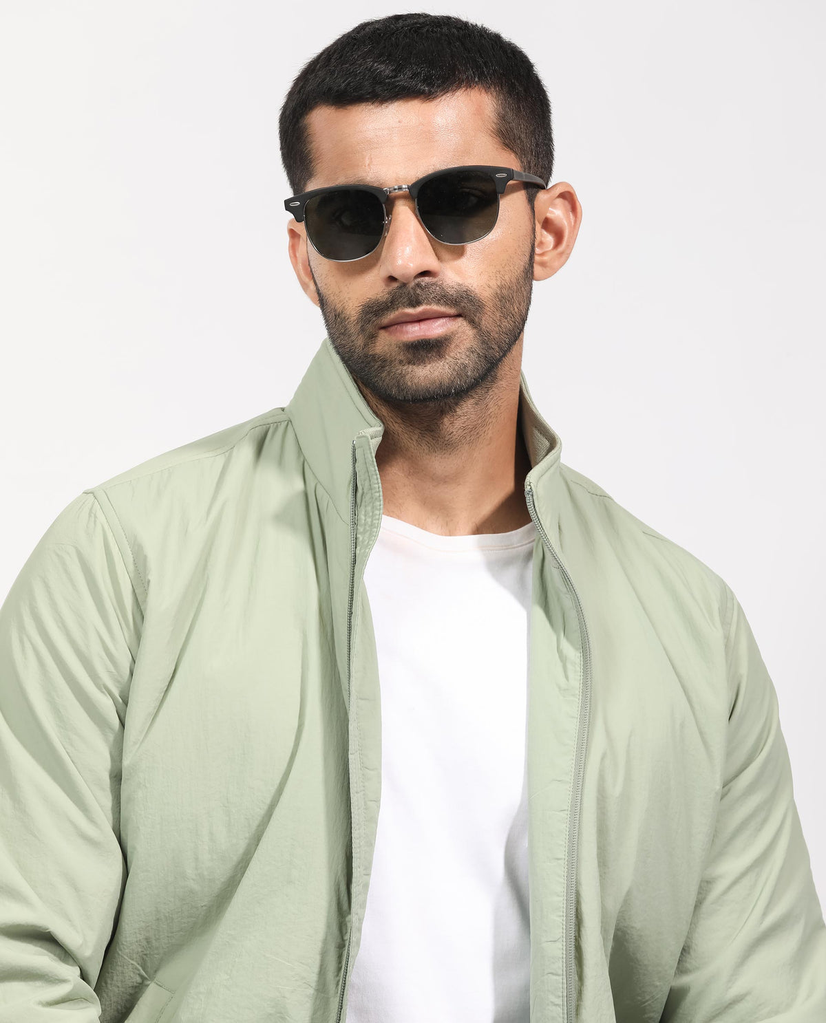 Rare Rabbit Men's Cerno Pastel Green High Neck Puffer Jacket
