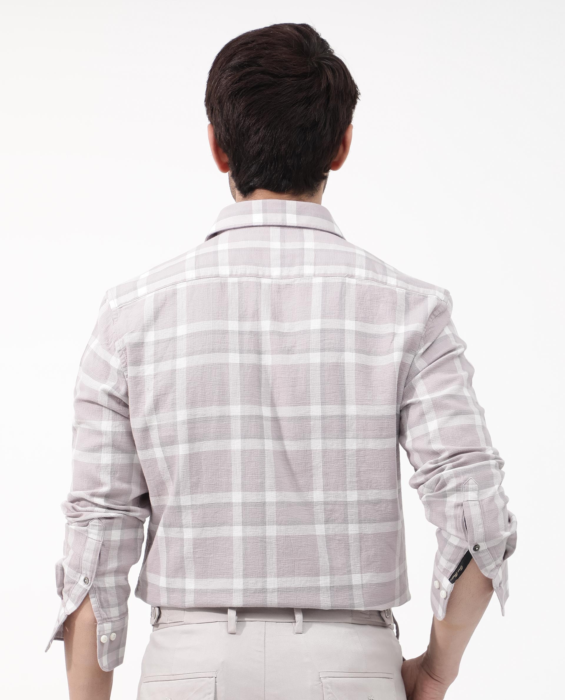 Rare Rabbit Mens Cerol Pastel Pink Cotton Fabric Full Sleeve Regular Fit Checks Shirt