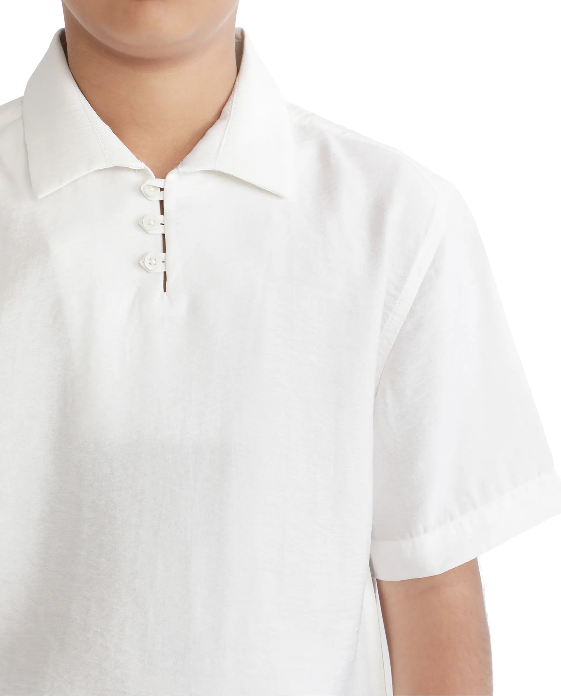 Rare Ones Kids Chad White Viscose Blend Half Sleeve Button Solid Regular Fit Shirt