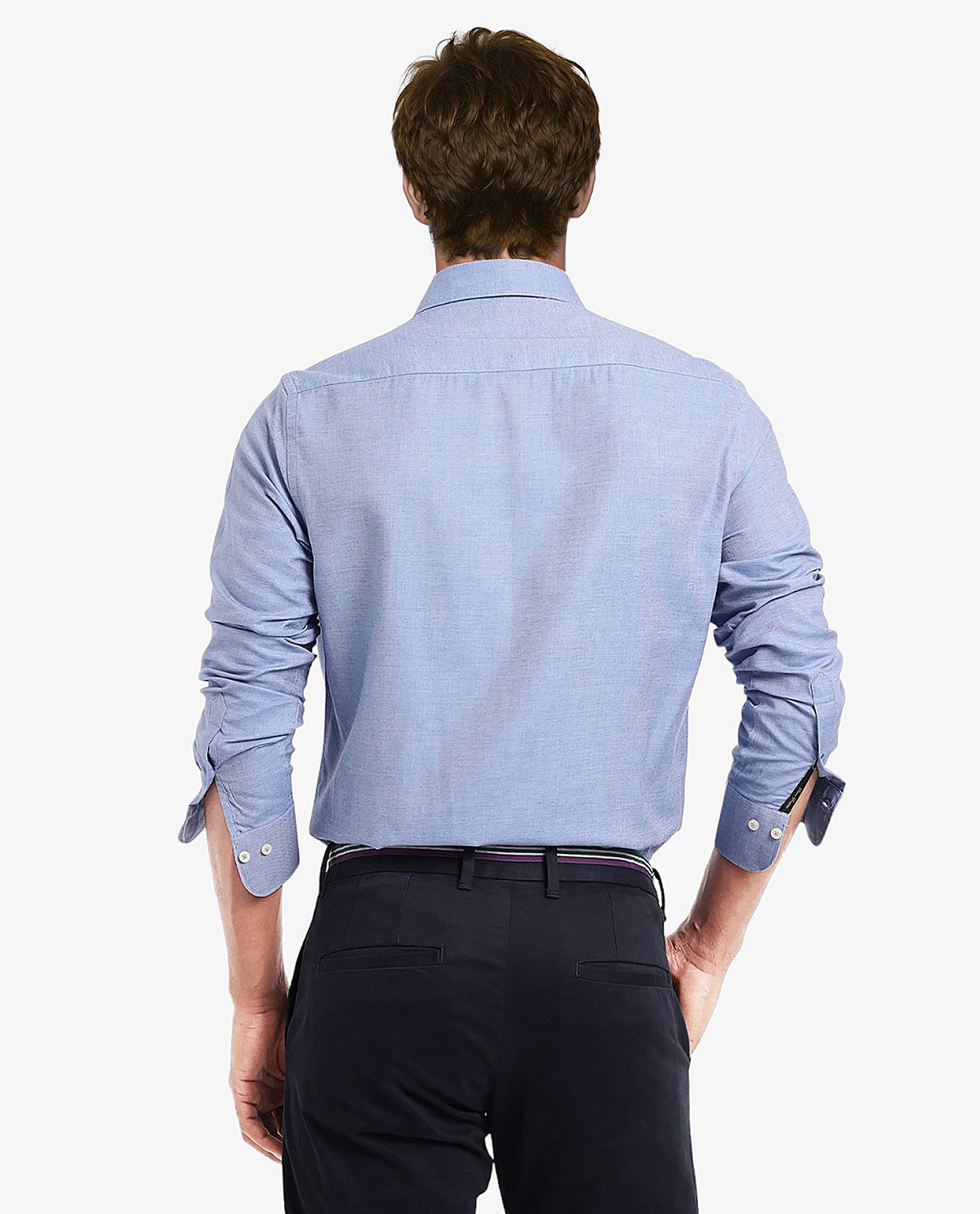 Rare Rabbit Men's Chapelle Blue Cotton Lyocell Fabric Full Sleeves Regular Fit Plain Shirt