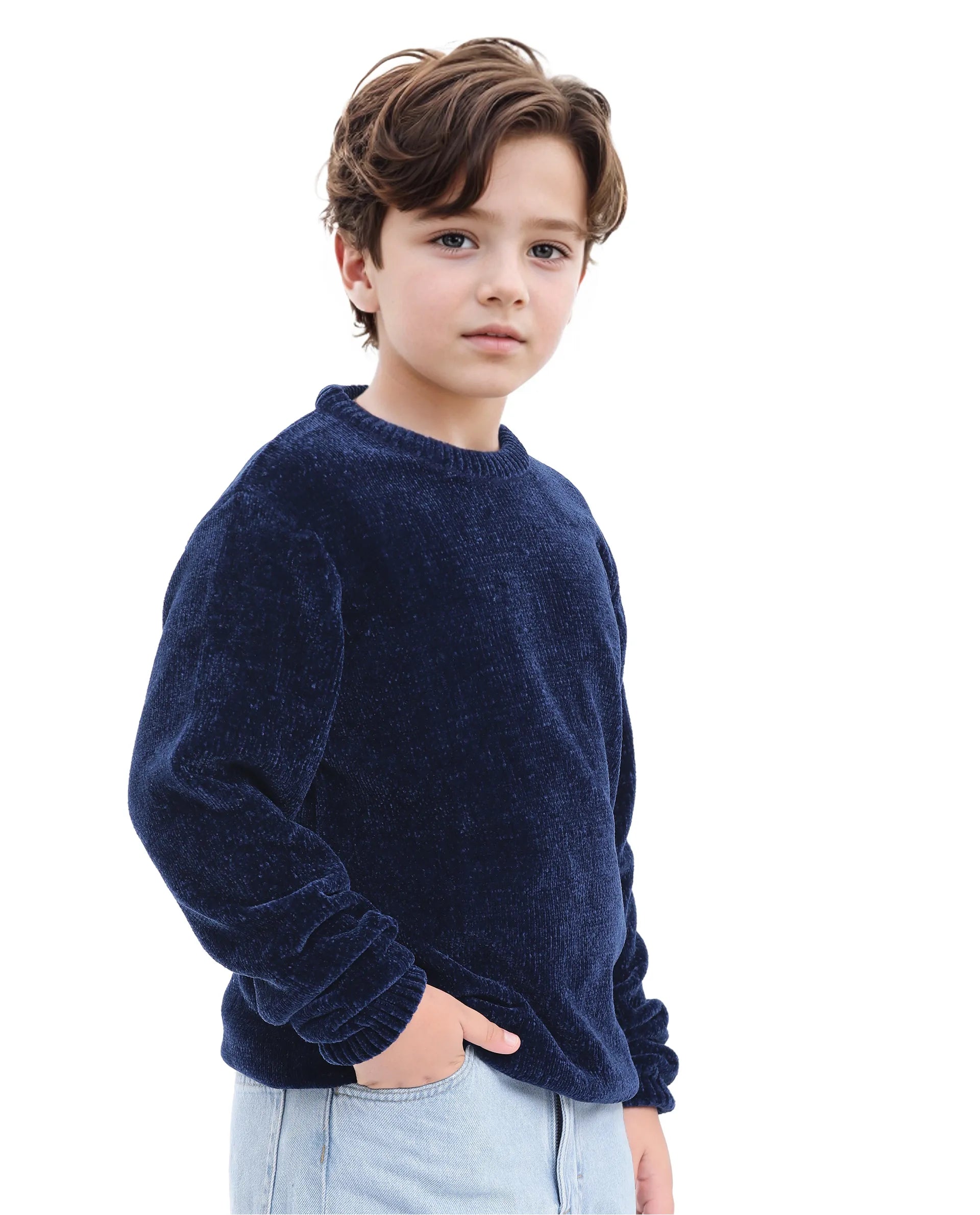 Rare Ones Kids Chenli Navy Full Sleeve Solid Regular Fit Sweater