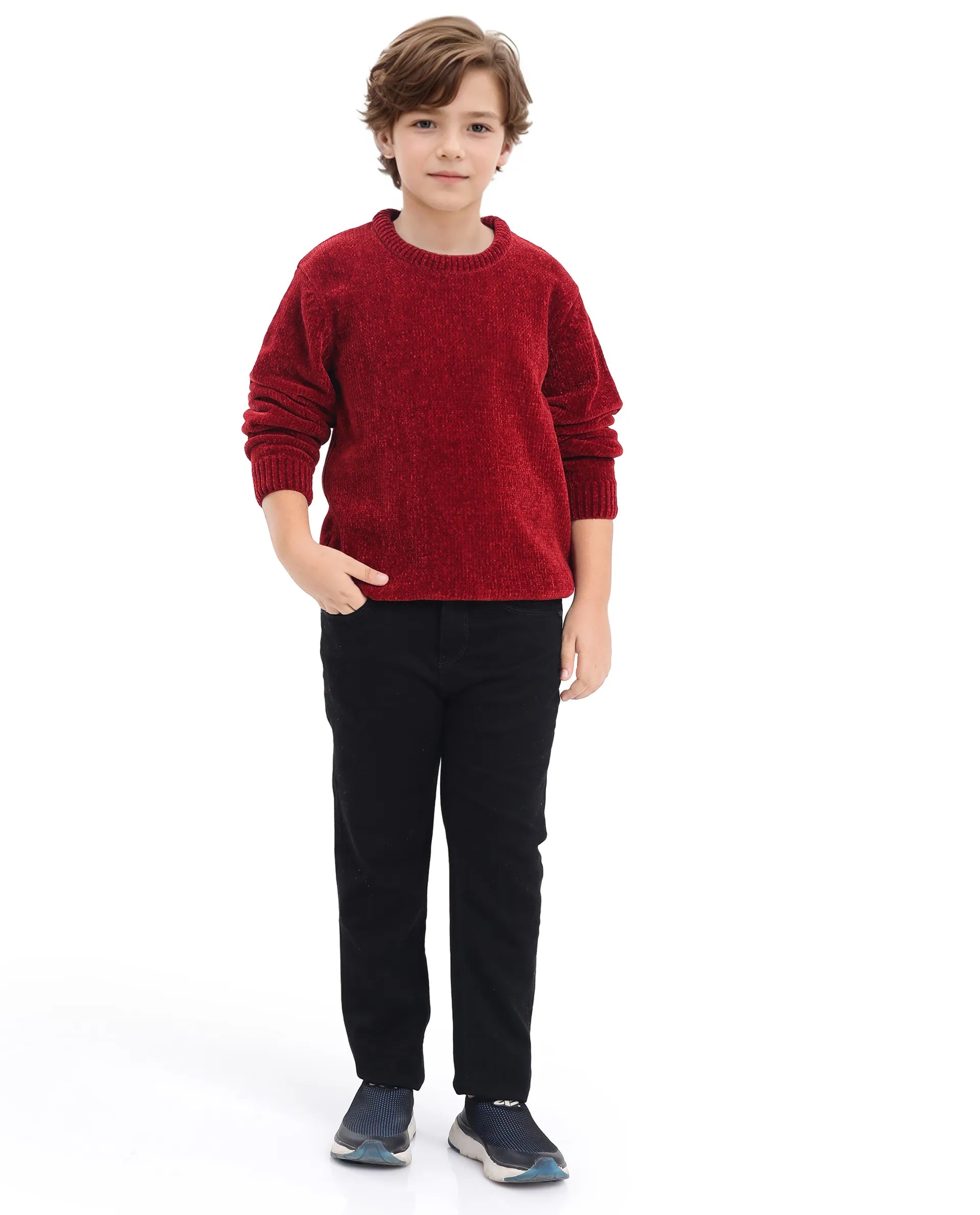 Rare Ones Kids Chenli Red Full Sleeve Solid Regular Fit Sweater