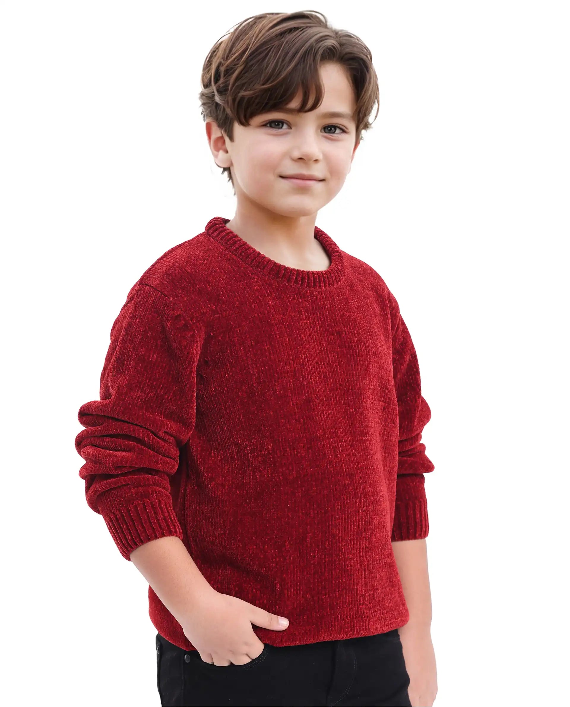 Rare Ones Kids Chenli Red Full Sleeve Solid Regular Fit Sweater