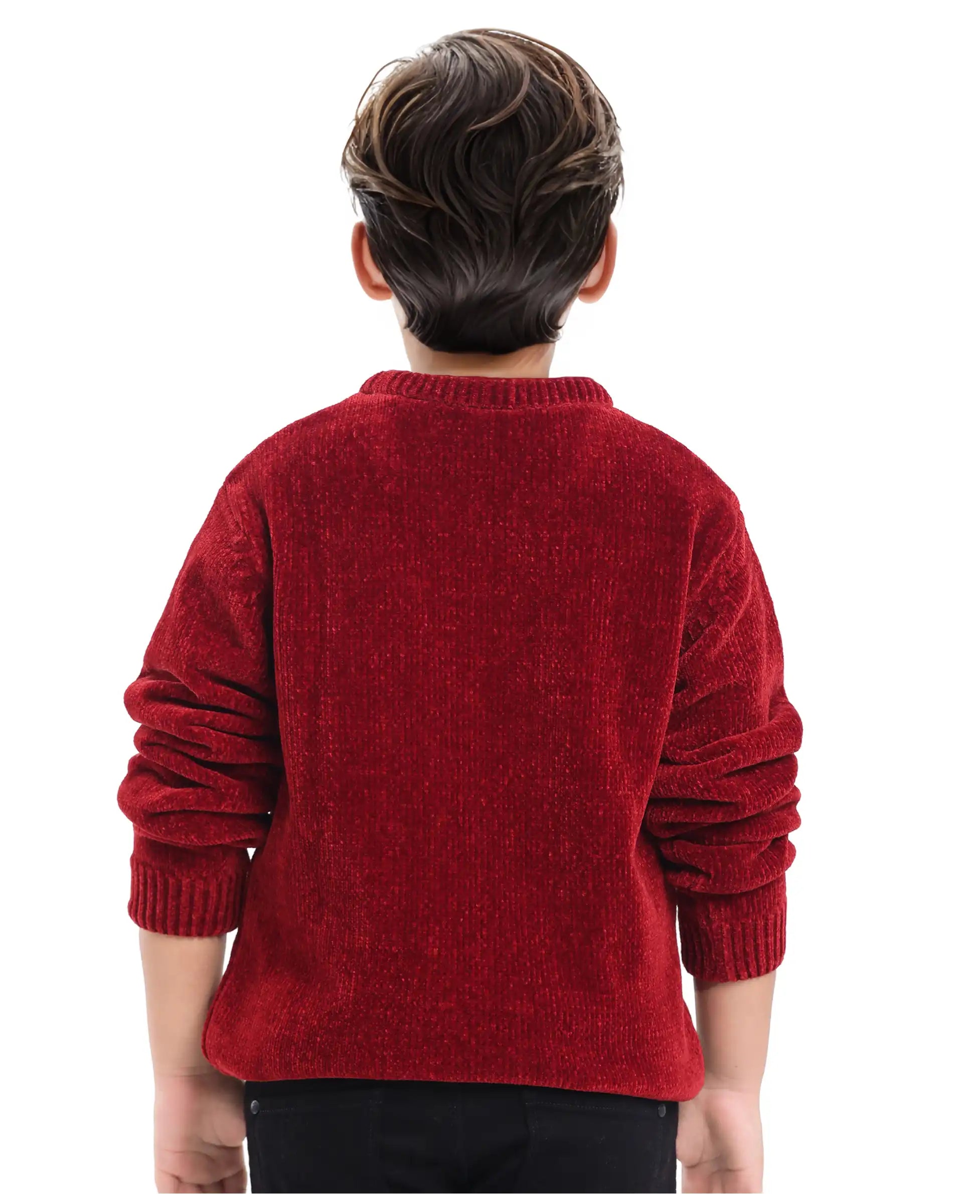 Rare Ones Kids Chenli Red Full Sleeve Solid Regular Fit Sweater